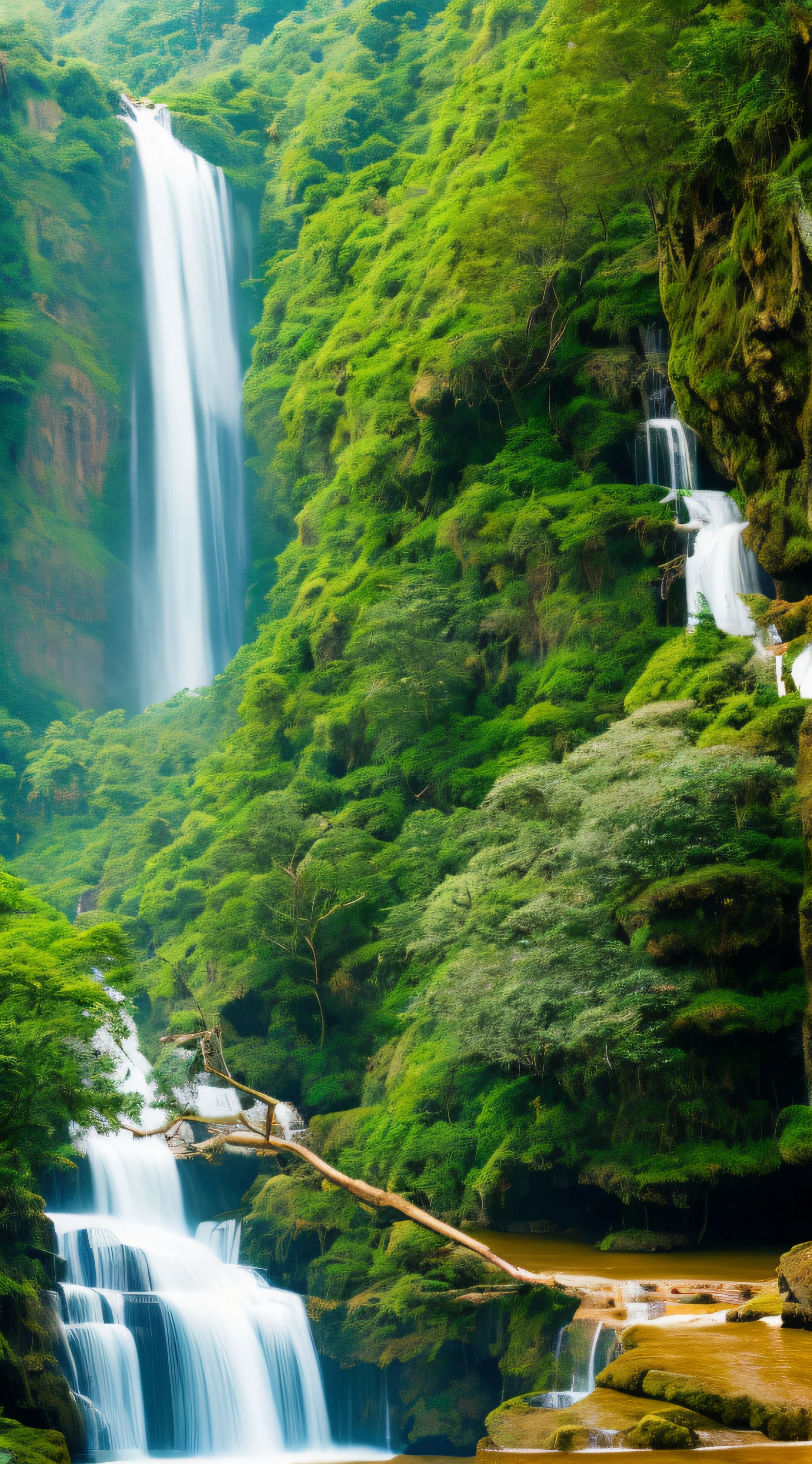 Datanla Waterfall, Da Lat - Datanla Waterfall has a gentle and peaceful beauty, nestled in the fresh pine forest of Da Lat. The water flows gently over gray granite rocks, creating a sense of tranquility and serenity. 8k wallpaper