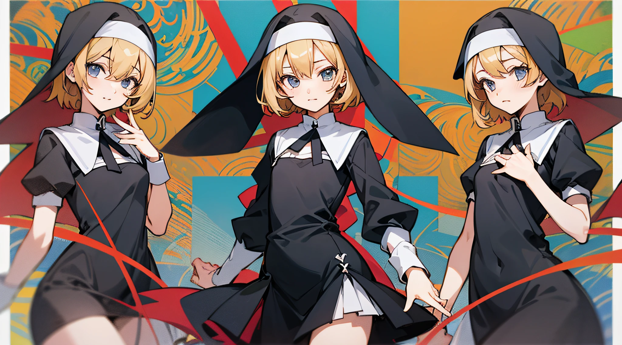 (masutepiece:1.2), (Best Quality:1.3), valkyrie_pledge, 1girl in, Flat_Chest, Black_Dress, nun, veils,