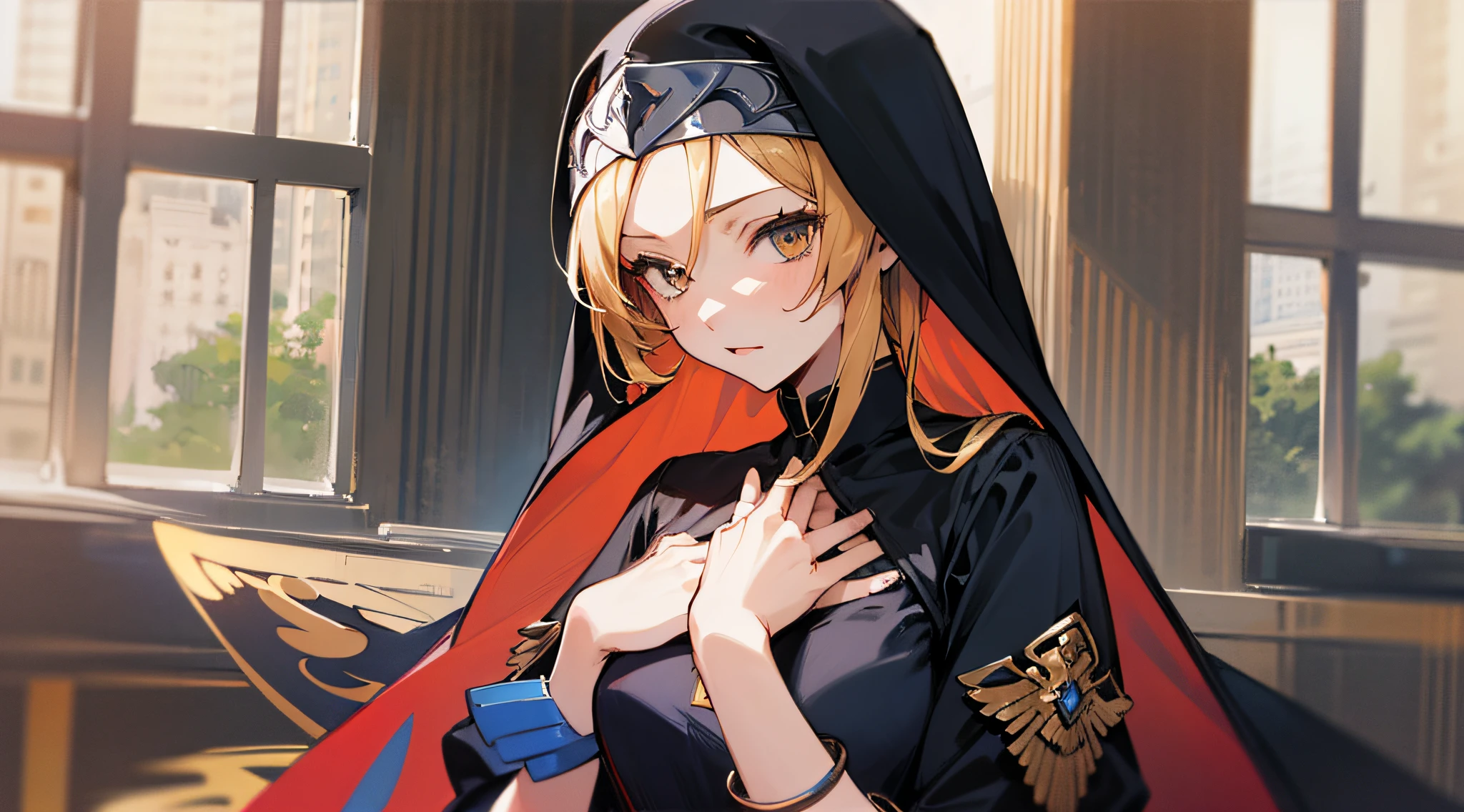 (masutepiece:1.2), (Best Quality:1.3), valkyrie_pledge, 1girl in, Flat_Chest, Black_Dress, nun, veils,