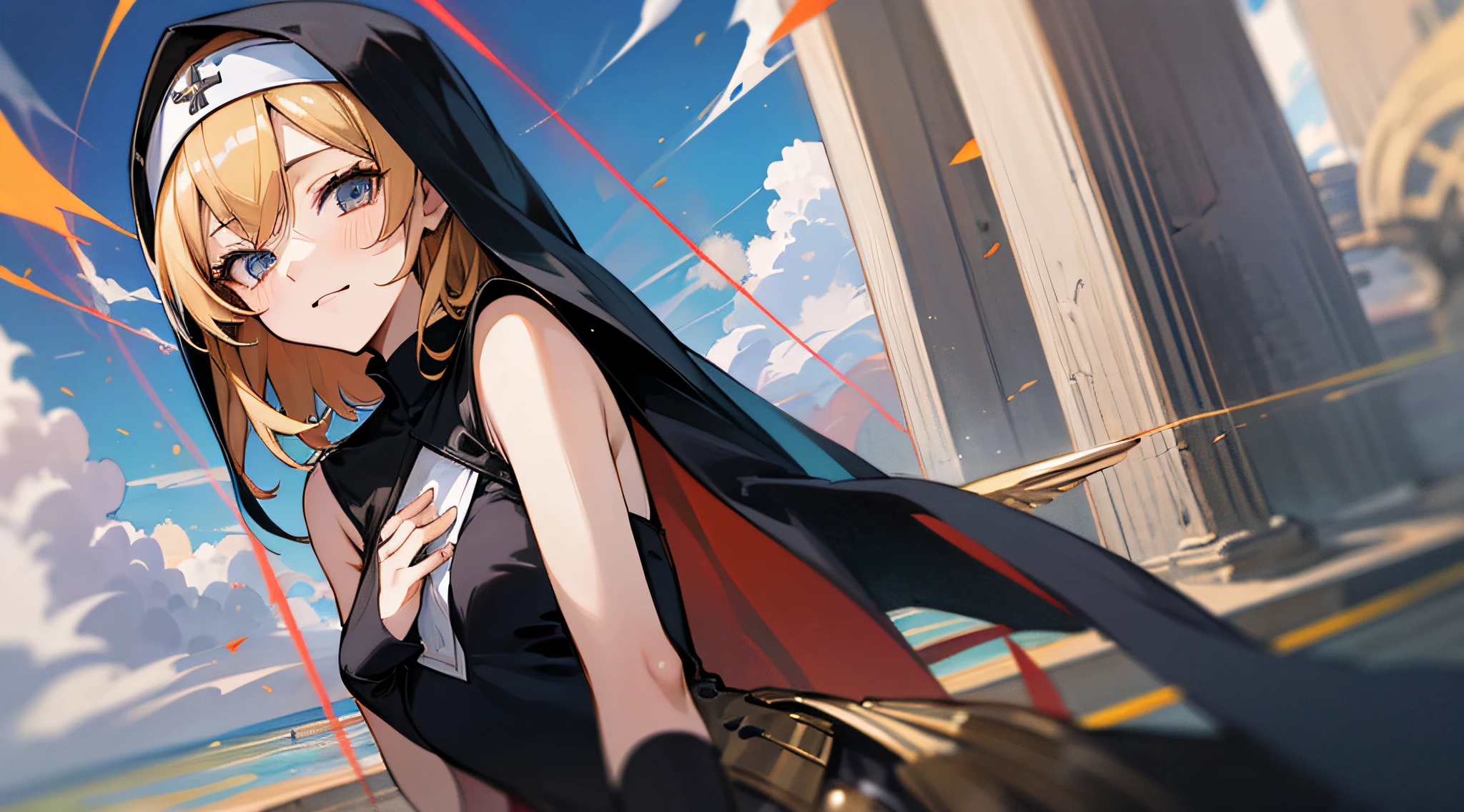 (masutepiece:1.2), (Best Quality:1.3), valkyrie_pledge, 1girl in, Flat_Chest, Black_Dress, nun, veils,