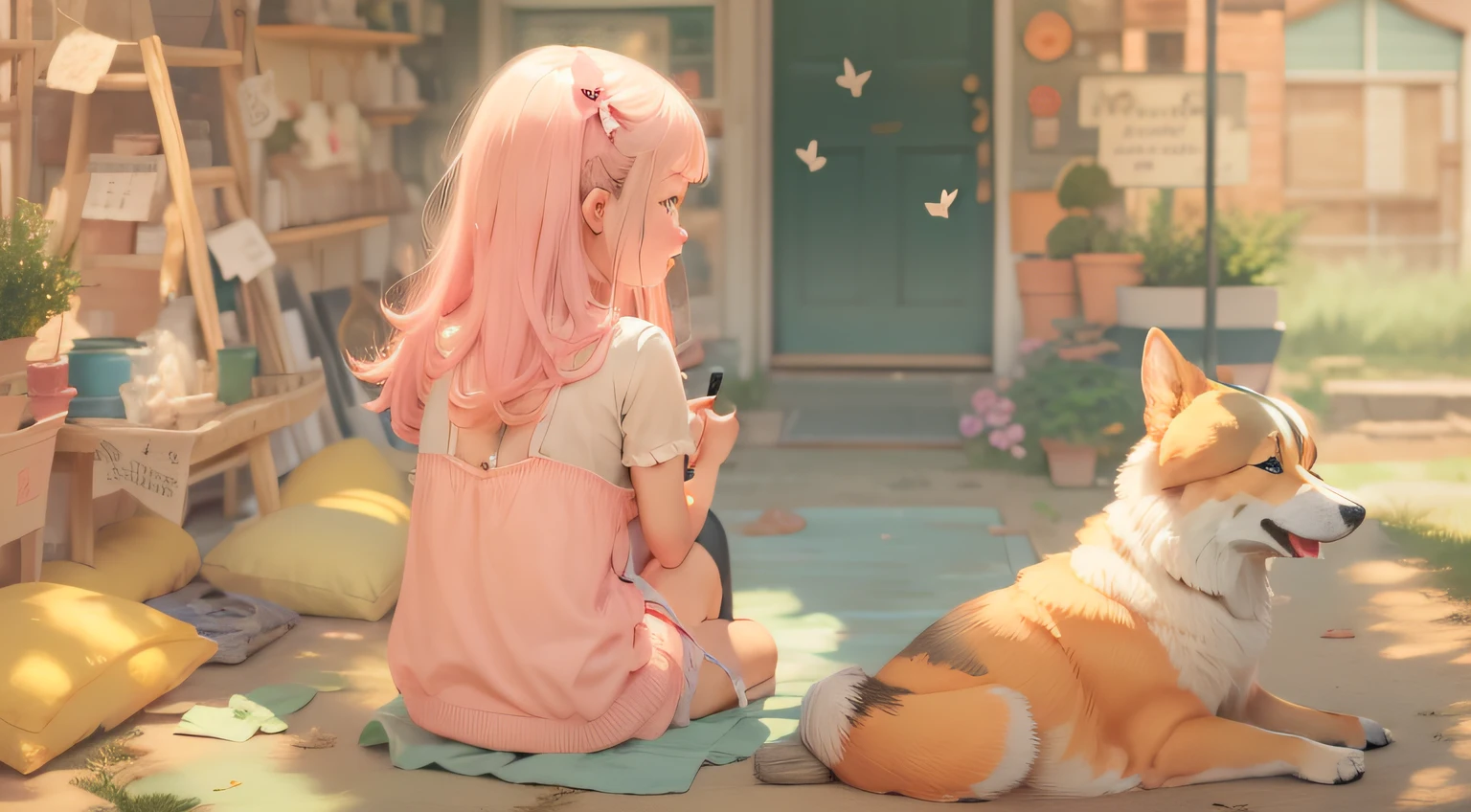 Girl and Corgi
