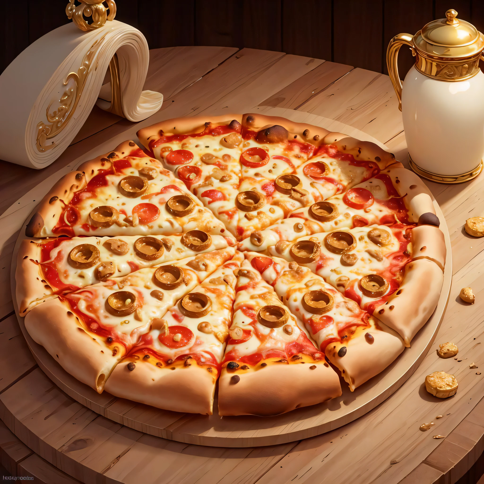 best quality, pizza, IvoryGoldAI,