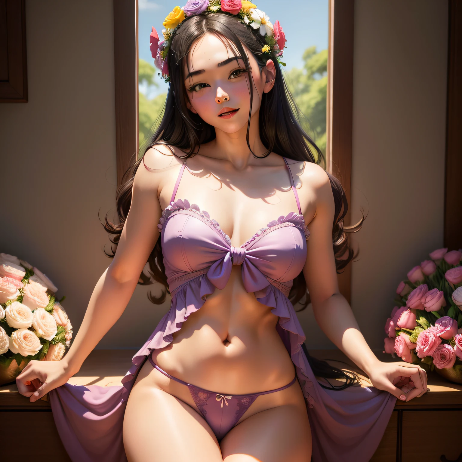 Raised sexy,adolable,God of flowers,adolable,brightly colored,laughingly,mito,Raised sexy