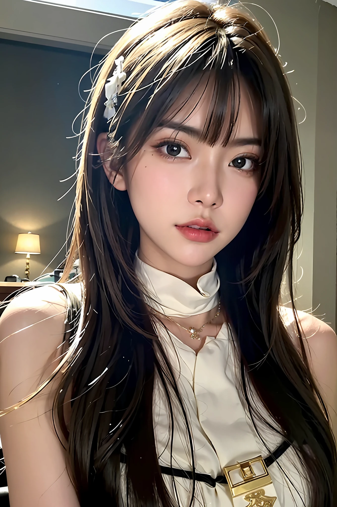 high high quality,tmasterpiece,tmasterpiece,Delicate facial features,Delicate hair,Delicate eyes,Delicate colored hair,4k画质,Brilliant light and shadow,dingdall effect,Halo,Messy hair,Young state,Gorgeous scene,Beautifully dressed,锁链,feater, Need,The illustrations are super detailed,Beautiful eyes,Very fine light,Very fine glow,Extremely fine 8KCG wallpaper,Lilac eyes,Pink pupils,A girl with the utmost delicateness。 Extremely detailed CG group,8k wallpaper,best qualtiy,mid day,beautiful detailed water,serafuku,Looking directly at,eyeballs,blooms,Close-up of long flowing black hair,Gentle eyes,ambient lights,Light,the detail,high-class,tmasterpiece,Epic,Correct proportions Messy hair,Shyness and arrogance,s delicate face,Handsome,Color shattered,Ray traching,Light and shadow effects,cg render,detailed render,the detail,A high resolution,trace,Lighting,higher details,high high quality,high detal,Light and shadow tracking,detail-rich