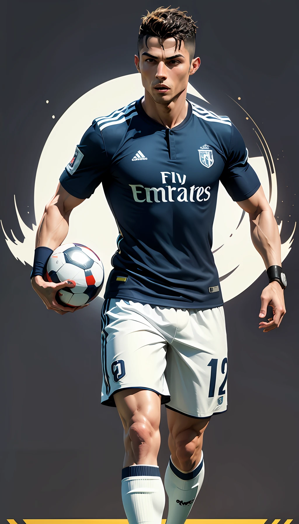 "Cristiano ronaldo stilo vector Iconic football in 4K+ fullbody high quality rosto detalhado"