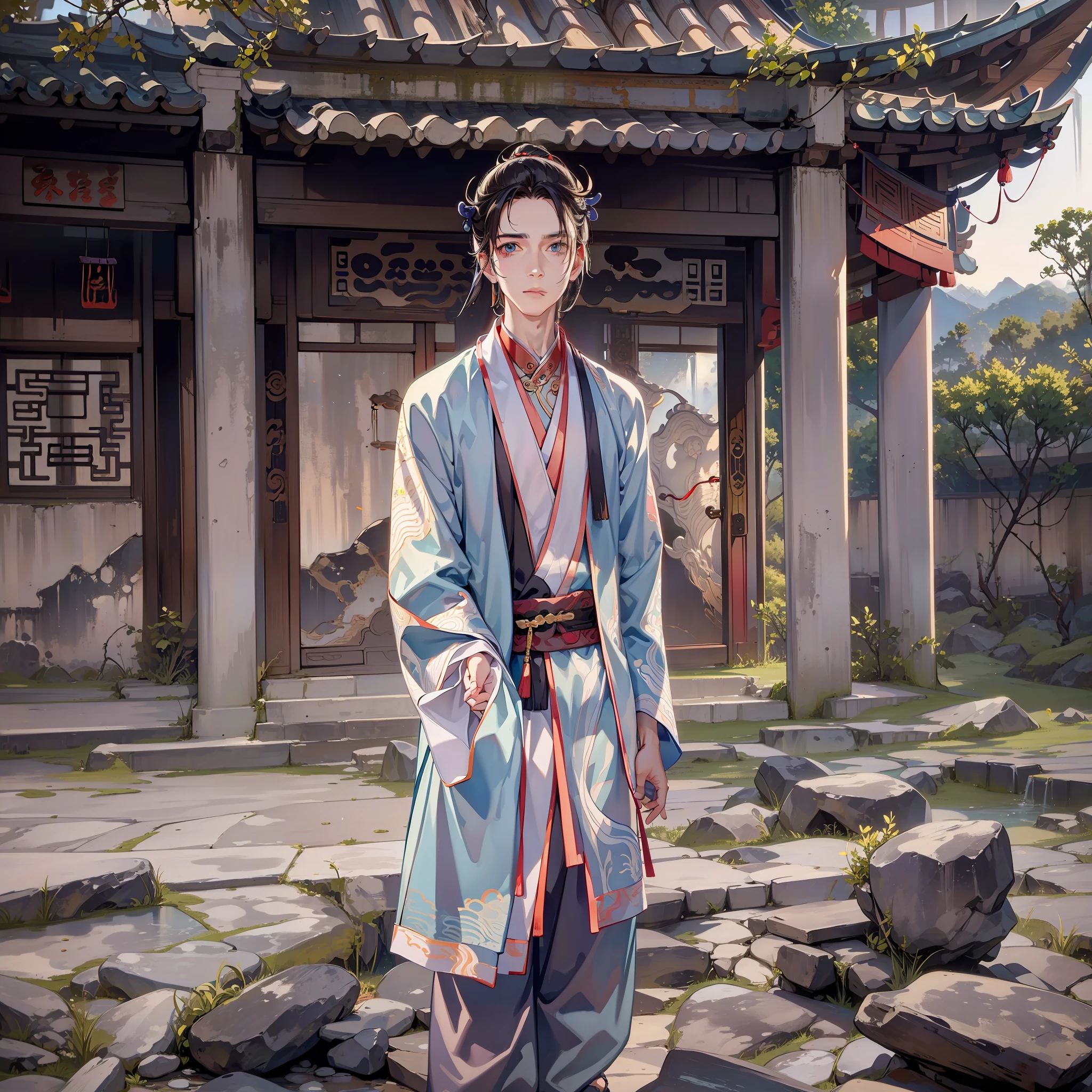 (A young man in a Taoist robe)
(Inside a ruined Taoist temple)