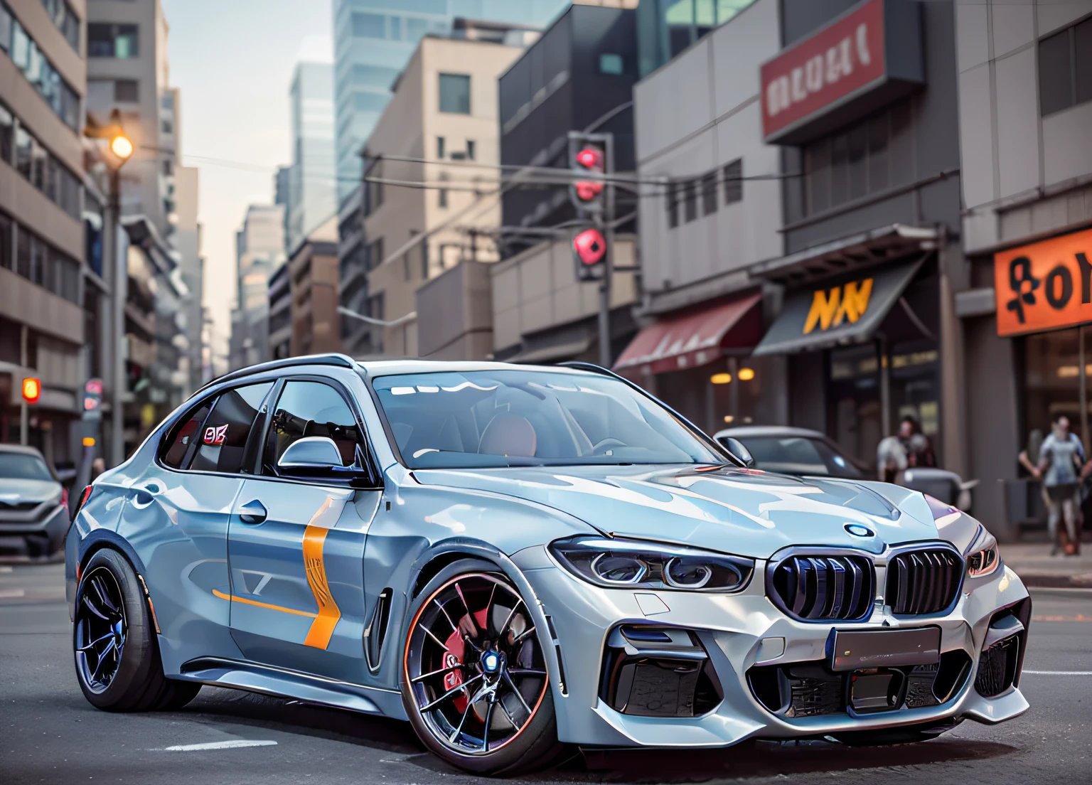 Exotic BMW X5 sian cyberpunk, 4k, HDR, renderizado, obra-prima, ray tracing, Cyberpunk Scenario, carro preto, Batmobile, Neon light, deriva, carbono, futurista, Neon light, noite, cidade cyberpunk 2077