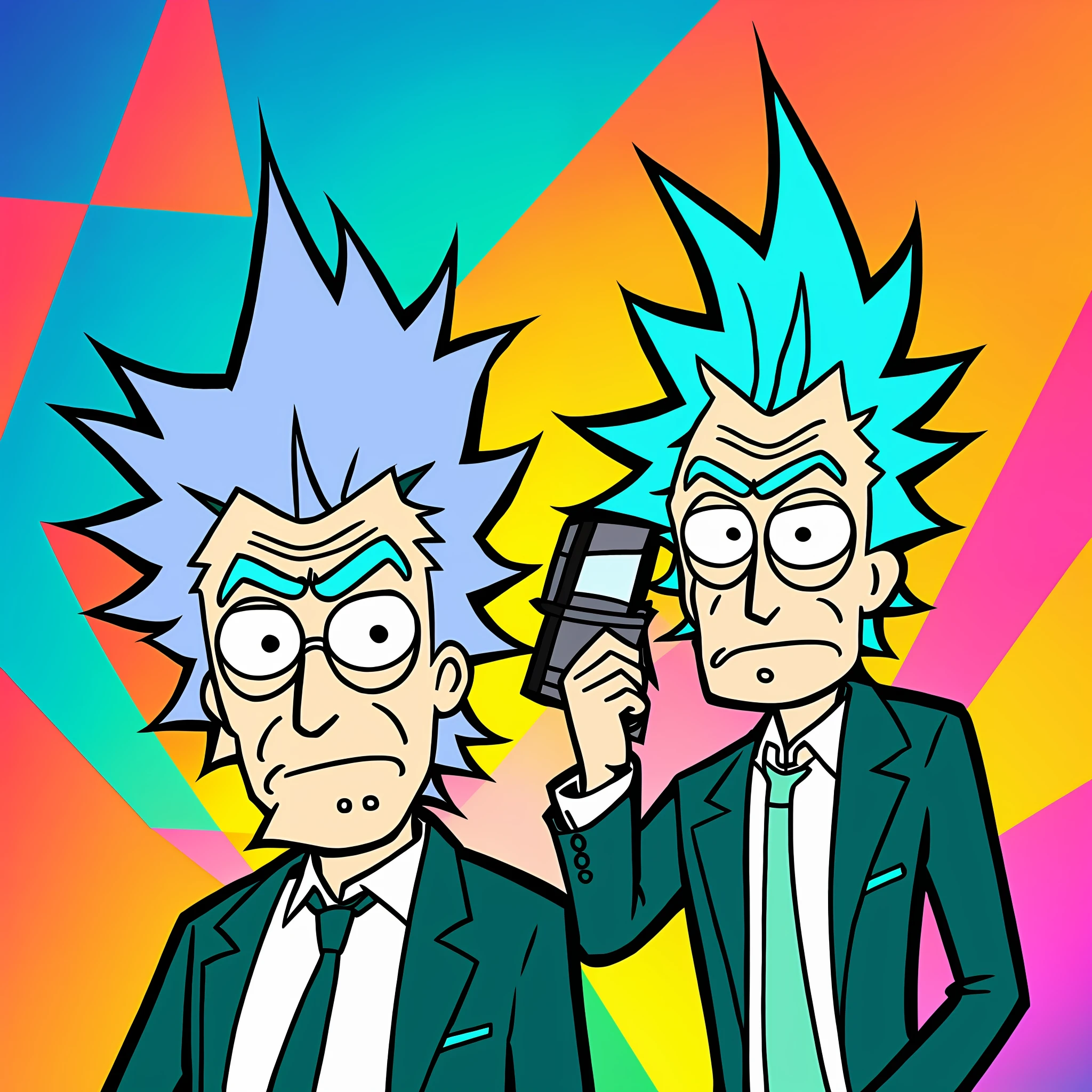 "Rick Sanchez from Rick and Morty depicted with the vibrant and enchanting style of Encanto." --auto