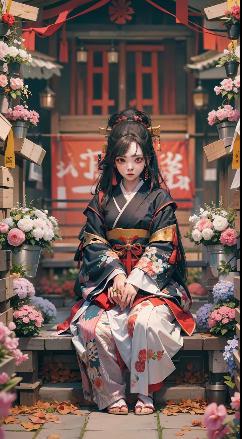 Beautiful woman in insanely intricate Samurai peasant Outfit