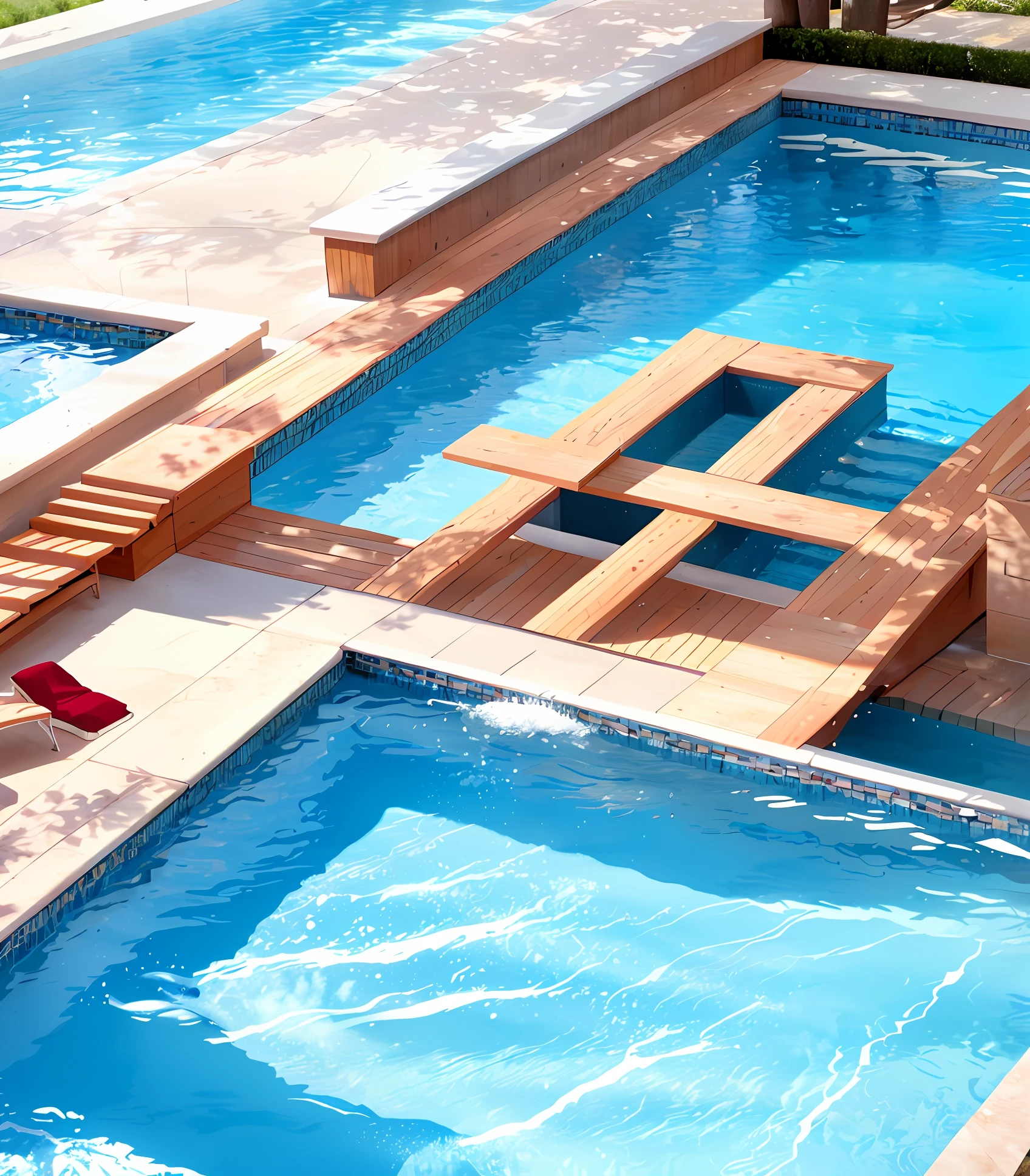 Gourmet area with swimming pool in apartment