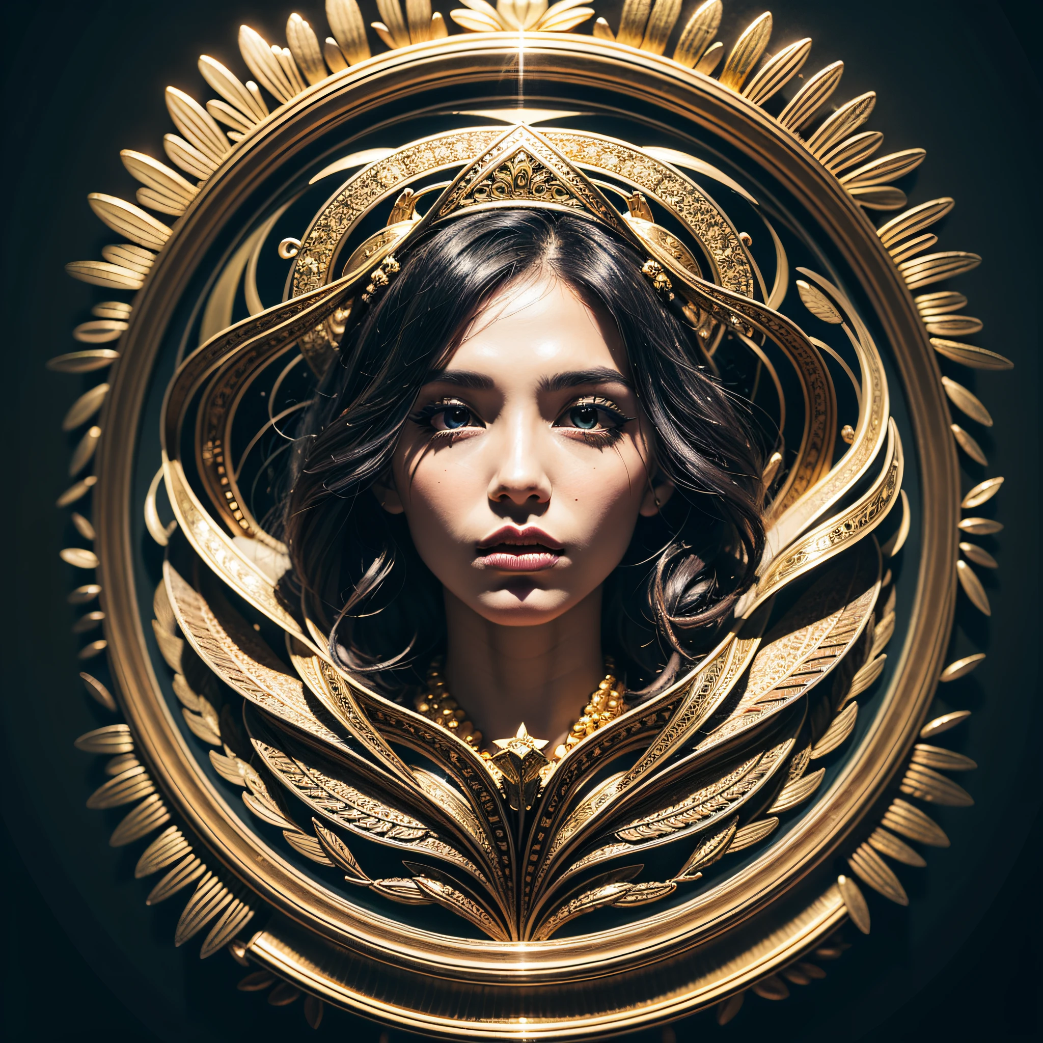 Ethnic style, a gold & Black Vector, ink painting, abstract, surrealism, dreamy, concept, an artistic, Cinematic, Masterpiece, Breathtaking, Nature