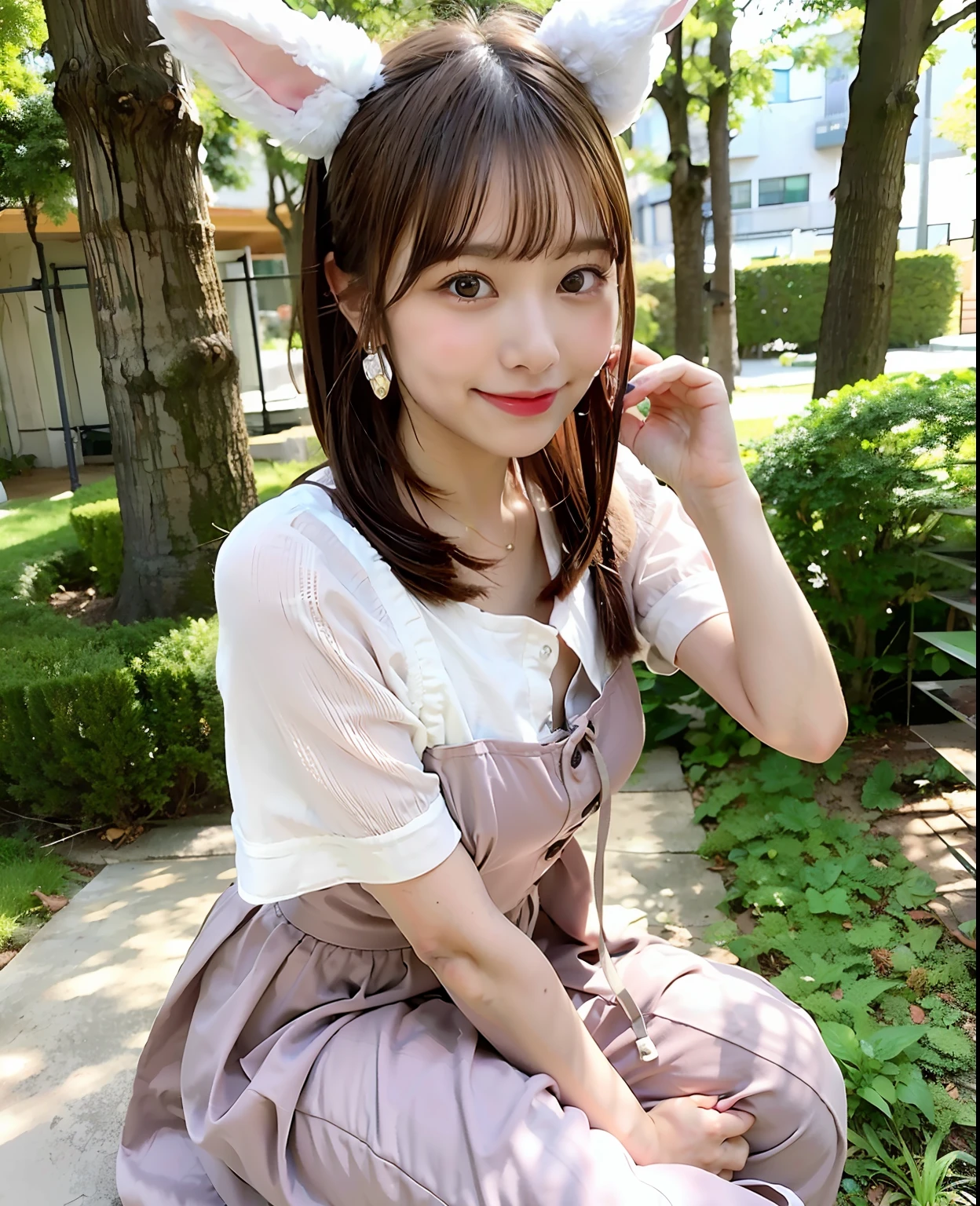 18 years old, one girl in Bunny Year is posing for a photo, twin-tailed hairstyle, kemono mimi, twin-tailed, shikamimi, sakimi-chan, sakimi-chan, cute hairstyle, yuruyuri, chiho, cute hairstyle, 8khd, 8k!, nekomimi, chiho aoshima, hololive, symmetry!!