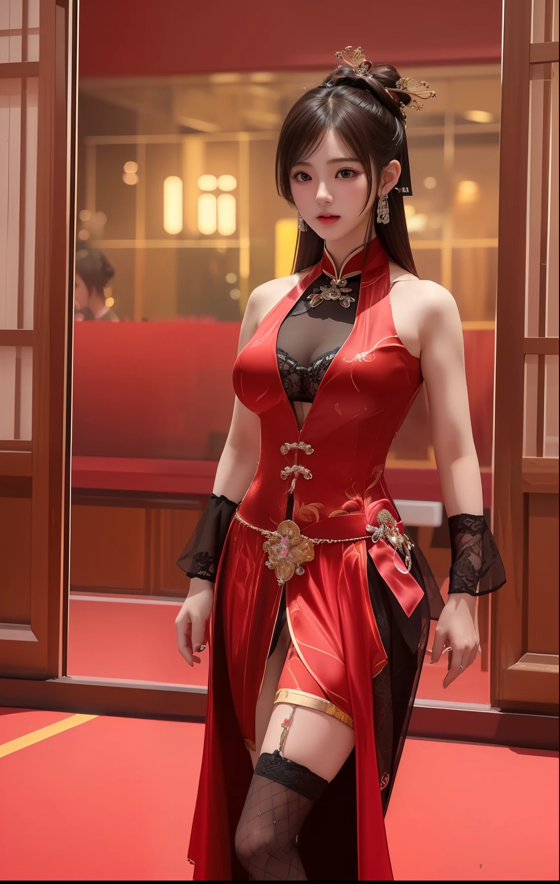 masterpiece, best quality, extremely detailed 8k, ultra hd, ultra-detailed, highly detailed, highly realistic, ultra-realistic, hyperrealistic, hyperrealism, (1woman:1.5), (solo:1.5), (beautiful cute Taiwanese Idol woman:1.6), (beautiful cute JAV Idol woman:1.6), anatomically correct, (detailed realistic skin), (realistic big breasts), slender abs, (closed mouth:1.35), nsfw,