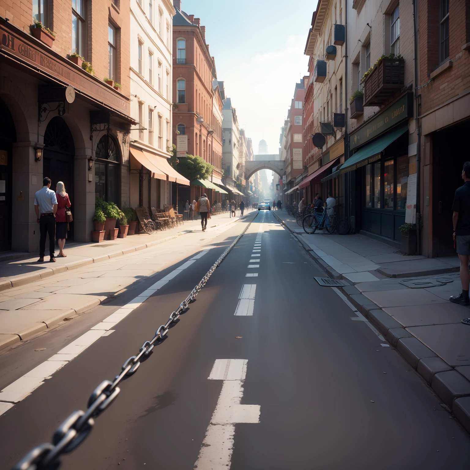 The beauty is bound by chains and pressed down the street,The roadside was full of onlookers