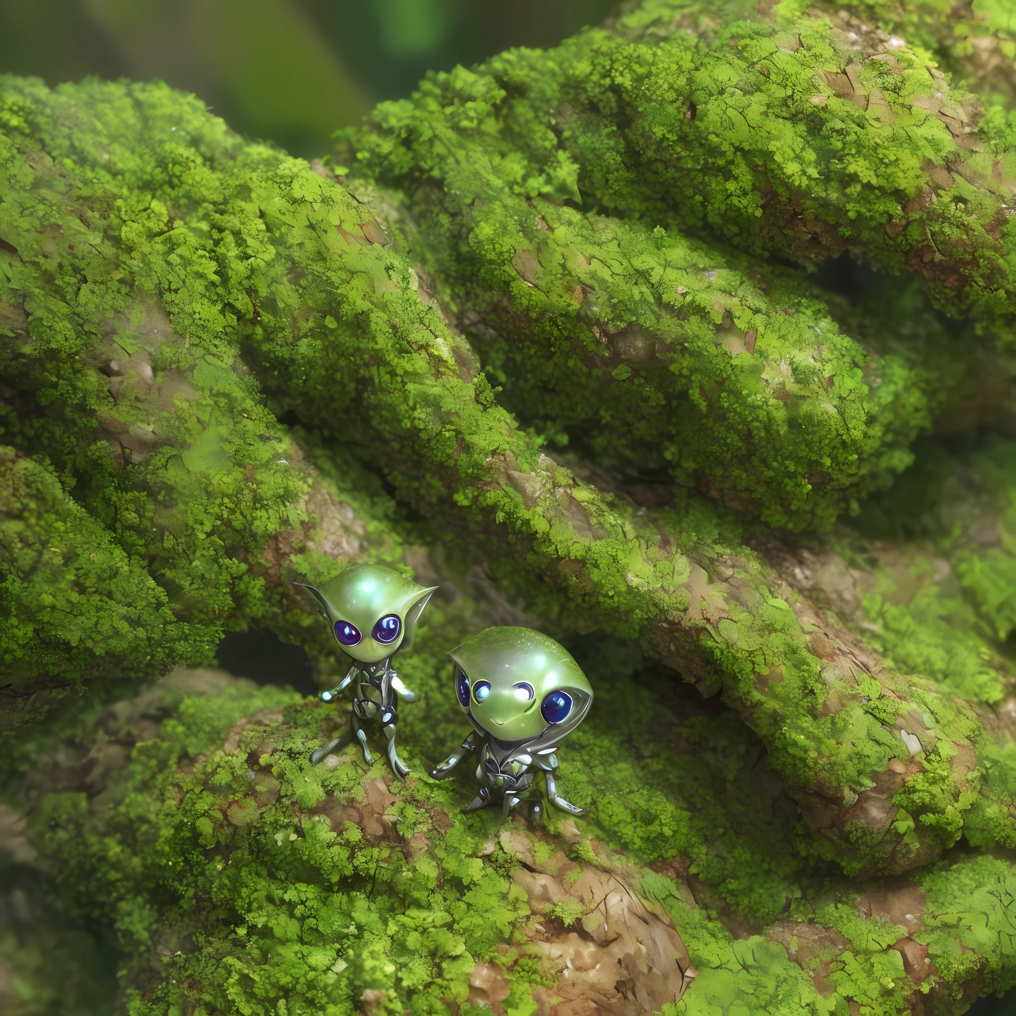 (Highly detailed:1.2),(Best quality:1.2),8K,Sharp focus,(Subsurface scattering:1.1),(award winning macro photography:1.1)
(Cute and cute little alien lifeforms:1.2), Hide in the foliage of a dense forest
(Very detailed clothes:1.2), (highly detailed back ground:1.3), (tchibi:1.2), (Hyperrealistic:1.2), Cinematic lighting, Highly detailed,smooth, Sharp focus, author：Artgerm WLOP Greg Rutkowski,[(EMB-RRF2:1.0):4]