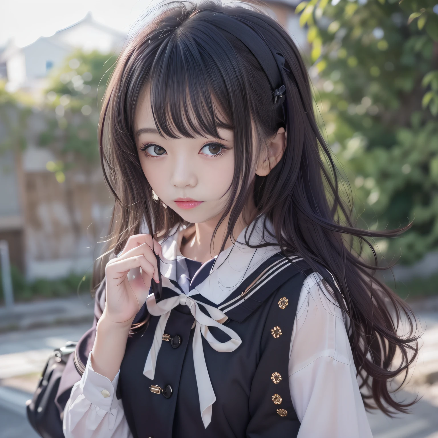 Close up of girl in dress and shirt, loose coat collar sailor uniform, japanese girl school uniform, Cute dress, katelynn mini cute style, dressed with long fluent clothes, School uniform, black and white clothes, Stylish dress, school girl in gothic dress, Elegant clothes