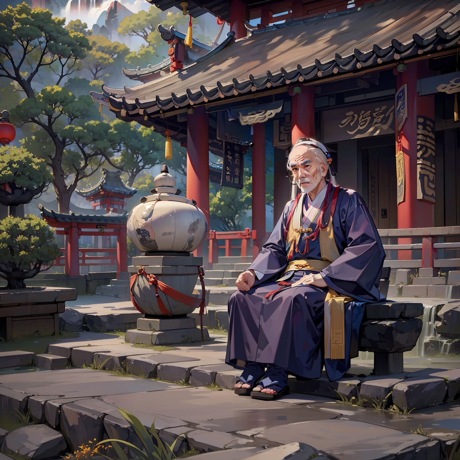 (An old Taoist priest old man)
(A Taoist temple)