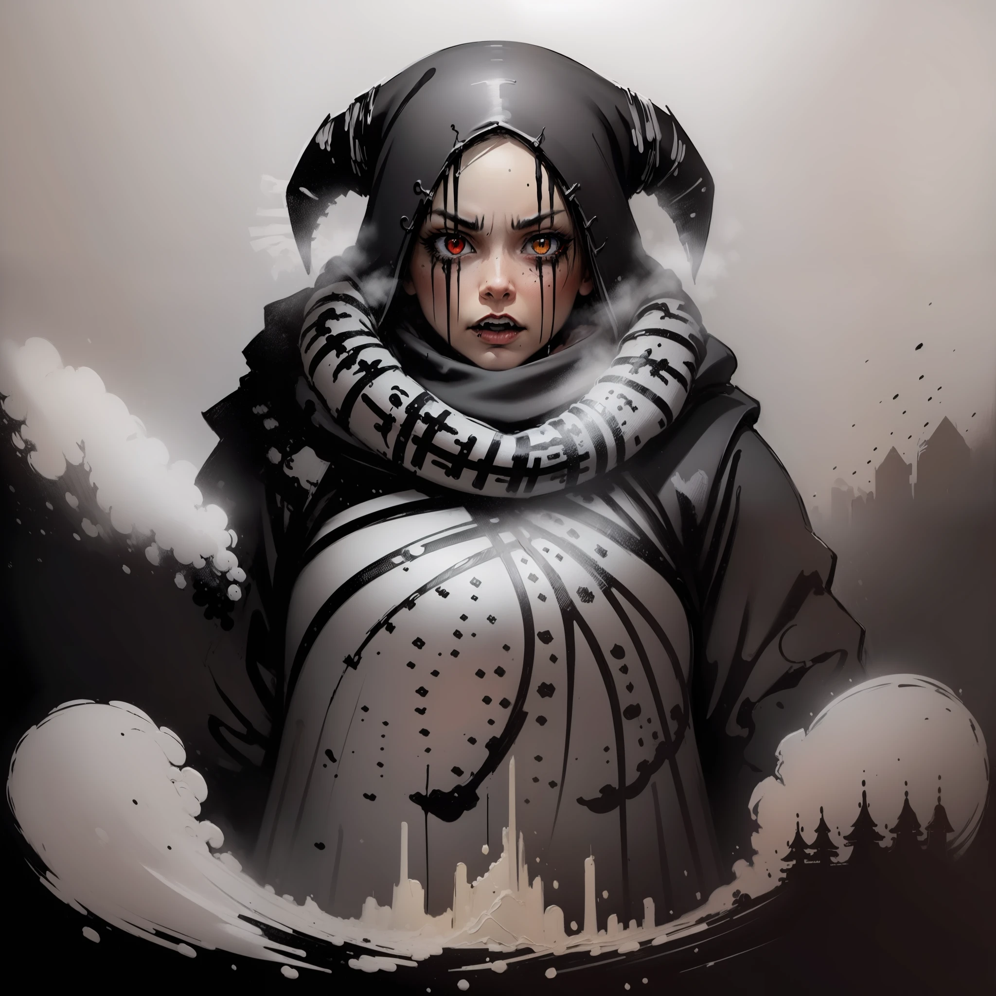 (Horrifying Painting:1.3) of (Rough sketch:1.3),(Grim:1.3) SnowApocalypse,(BW:1.3)
