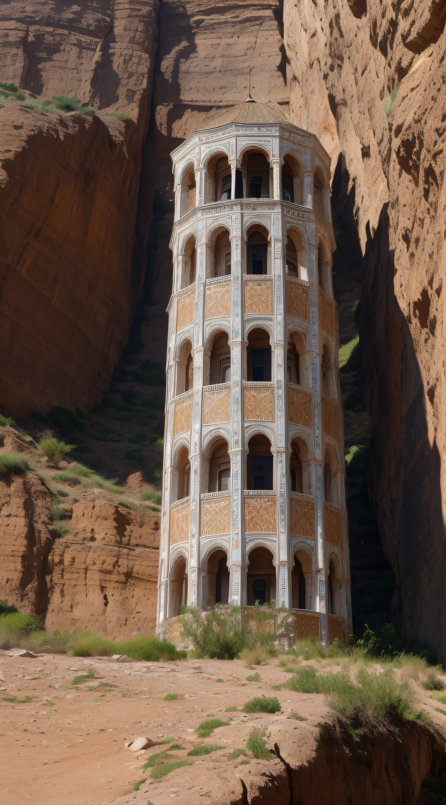 ((Close up shot)), a medieval fantasy north african traditional tower, exterior, medieval fantasy north african architecture, elaborate, on a rocky terrain in a fantasy north african environment, strategic position, Realism, RTX, super resolution, ultra hd, megapixel, high details, detailed and intricate, intricate details, high intricate details, absurd amount of details, (8k resolution), 8k, 8kres, 8k res, absurdres, high resolution, ((high quality:1.2, masterpiece:1.2))