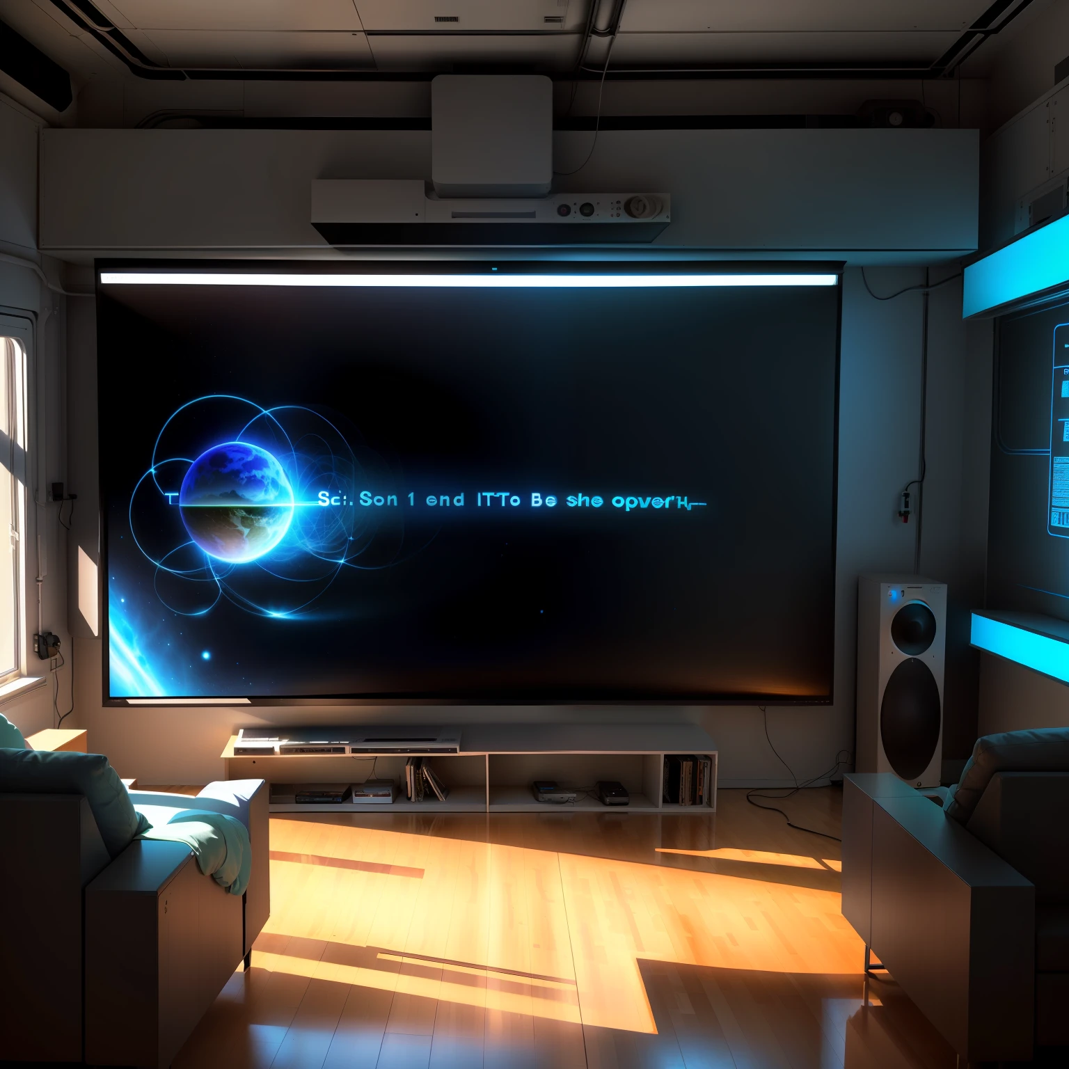 Science fiction projection television,There is text in the screen