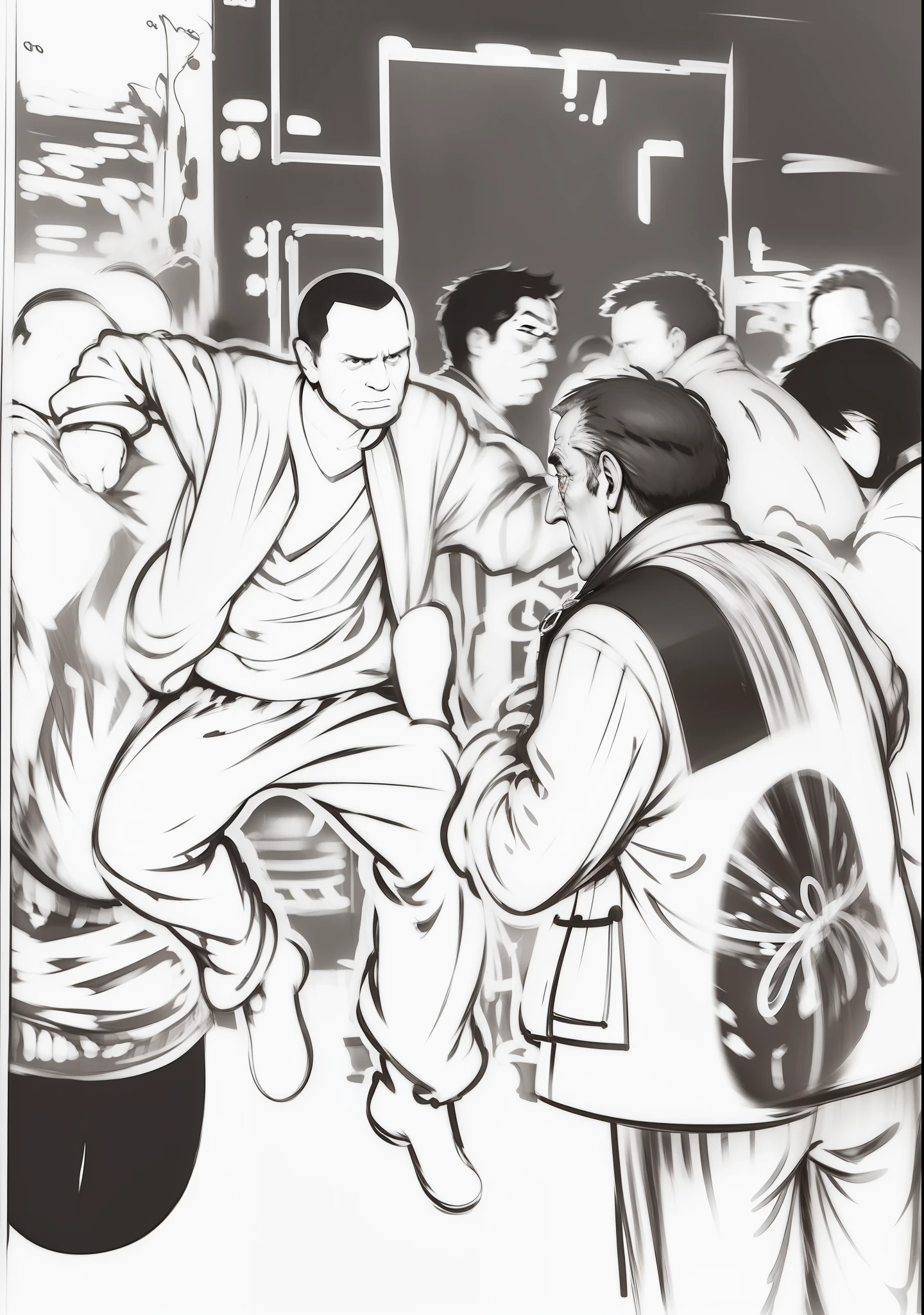 The person who jumped up in the middle looked at the old man in front,The expression was surprised and shocked,People nearby looked over here