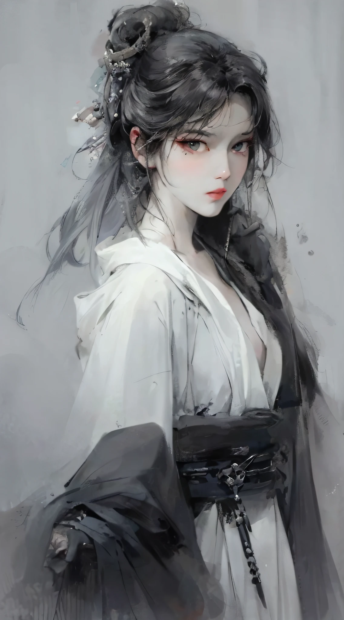 a close up of a woman with white hair and a white mask, beautiful character painting, guweiz, artwork in the style of guweiz, white haired deity, by Yang J, epic exquisite character art, stunning character art, by Fan Qi, by Wuzhun Shifan, guweiz on pixiv artstation