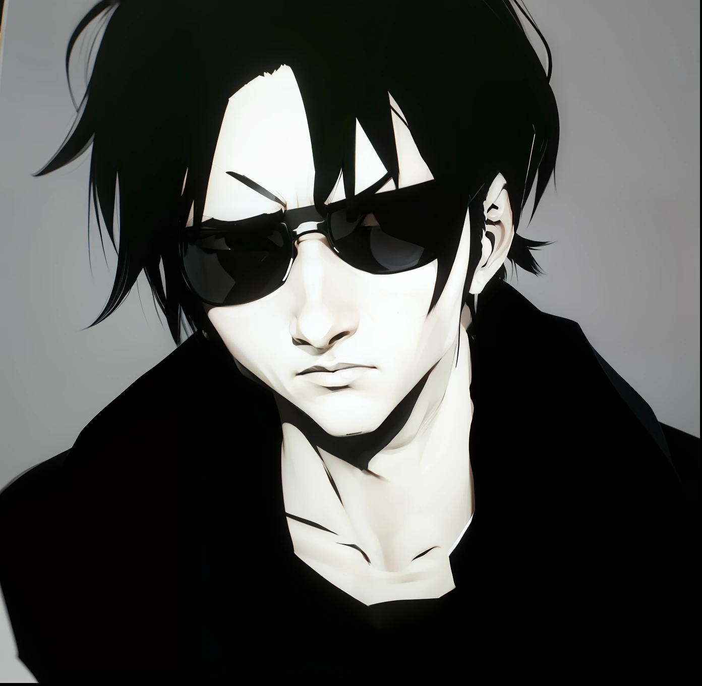 Portrait photo，black andwhite，best qualtiy，Two-dimensional anime，cool guy