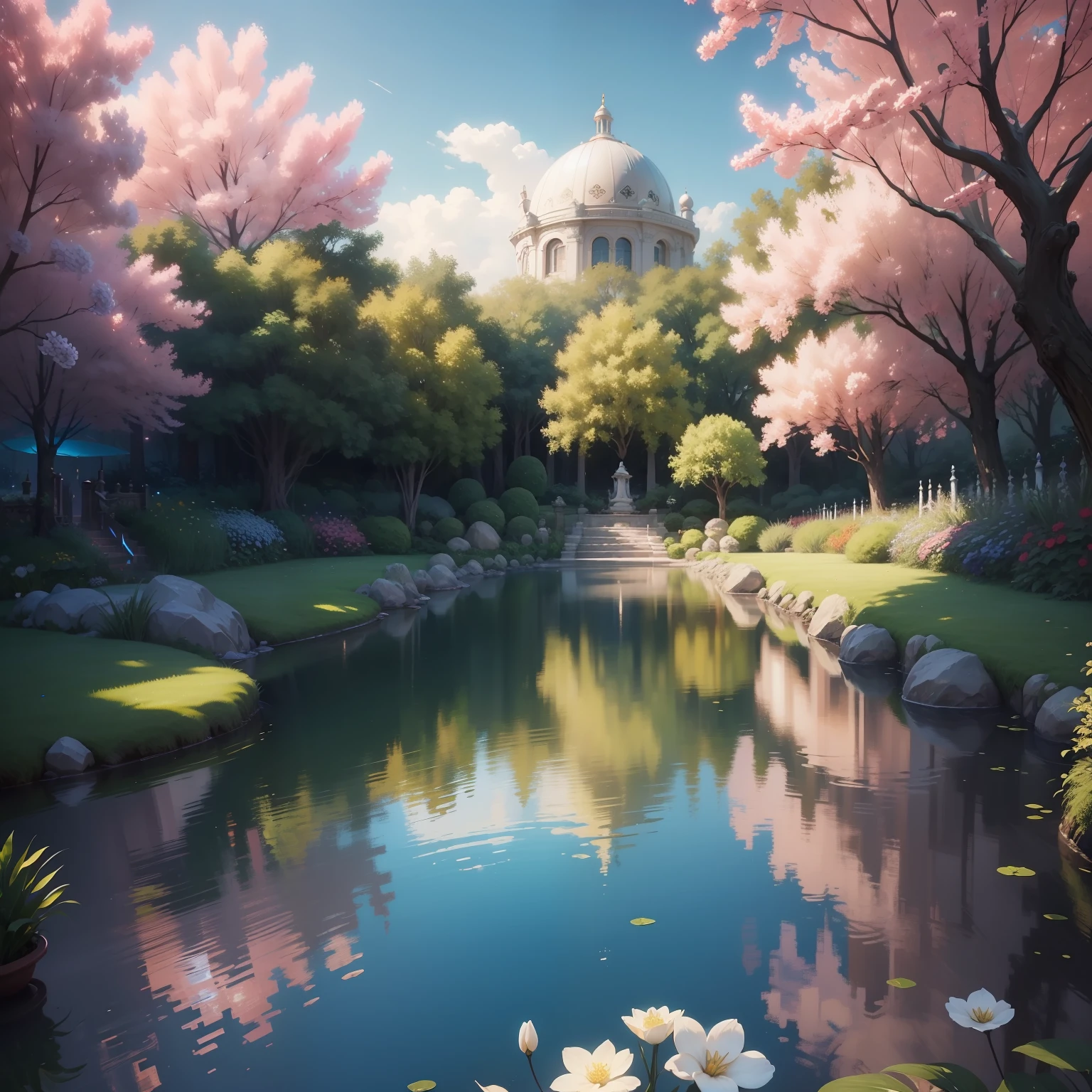 One by Npiren(empyrean)Painted beautiful paradise garden paintings,Use artstation、light effcet HD octane进行渲染a beautiful painting of heaven garden by empyrean,rendered in artstation,light effcet HD octane