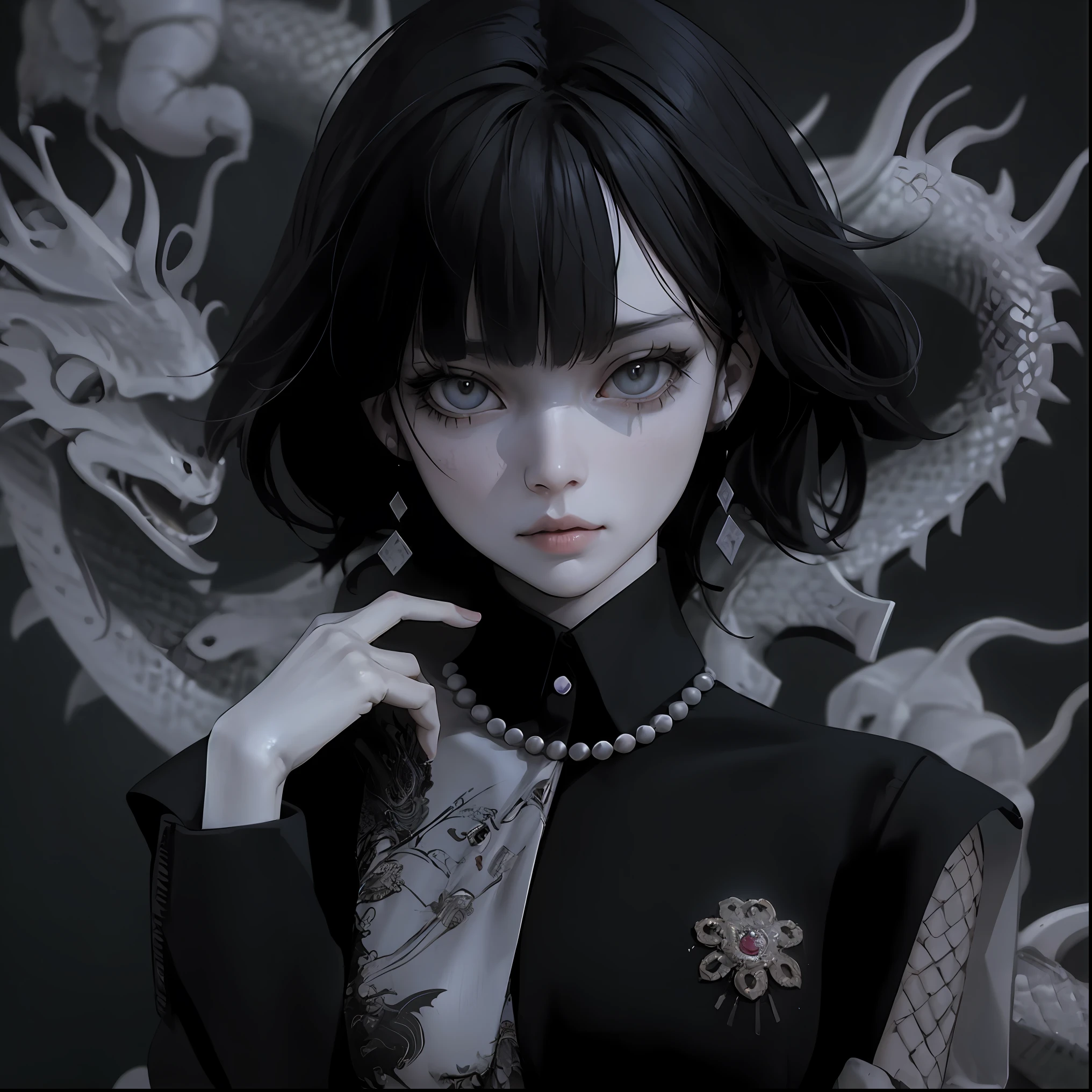 anime - style image of a woman with a dragon on a wall, detailed digital anime art, anime styled 3d, intricate ornate anime cgi style, artwork in the style of guweiz, realistic anime 3 d style, anime style. 8k, anime highly detailed, the dragon girl portrait, 8k high quality detailed art, 3 d anime realistic