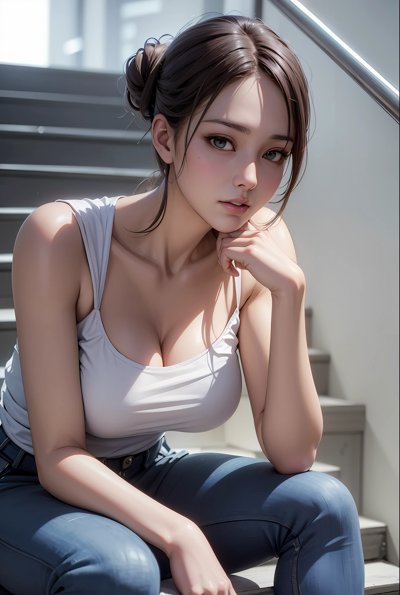 ((Best quality)), ((Masterpiece)), (Detailed:1.4), 3D, A beautiful cyberpunk female figure,Thick hair,light particules,Pure energy chaos anti-technology,hdr(HighDynamicRange),Ray traching,NVIDIA RTX,Hyper-Resolution,Unreal 5,Subsurface scattering,PBR Texture,Post-processing,Anisotropic filtering,depth of fields,Maximum clarity and sharpness,Multi-layered textures,Albedo and specular maps,Surface Coloring,Accurately simulate light-material interactions,perfectly proportions,rendering by octane,twotonelighting,largeaperture,Low ISO,White balance,the rule of thirds,A close-up portrait of a retreatable 8K RAW (GLDOT) Bathe in the river, phragmites, (The light from the back window is backlighted), Realistis, tmasterpiece, highest quality, lens flare glow, shadowing, blooms, color difference,digitial painting,