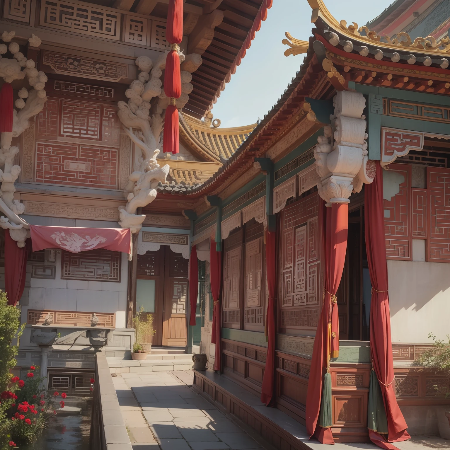 Uninhabited realistic Chinese royal palace Live Action