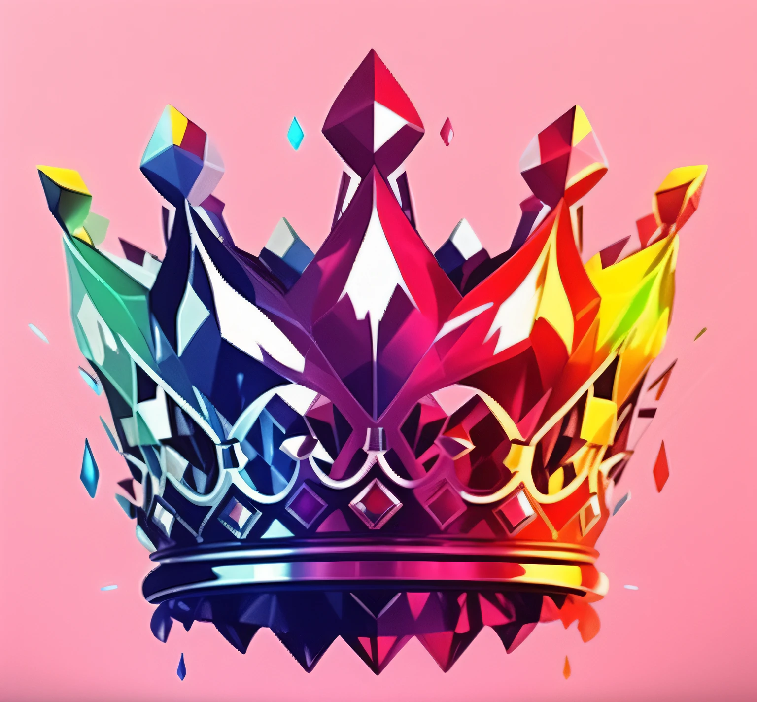 um close up de uma coroa colorida em fundo branco, coroa de (lasers rosa), Coroa de joias, coroa de cristal, symmetrical crown, Coroa da Rainha, Coroas, Coroado, como uma coroa, Roygbiv, arte multicolorida, assemelhando-se a uma coroa, Coroa Flutuante, em uma coroa, coroa, coroa real, coroa de (lasers brancos)