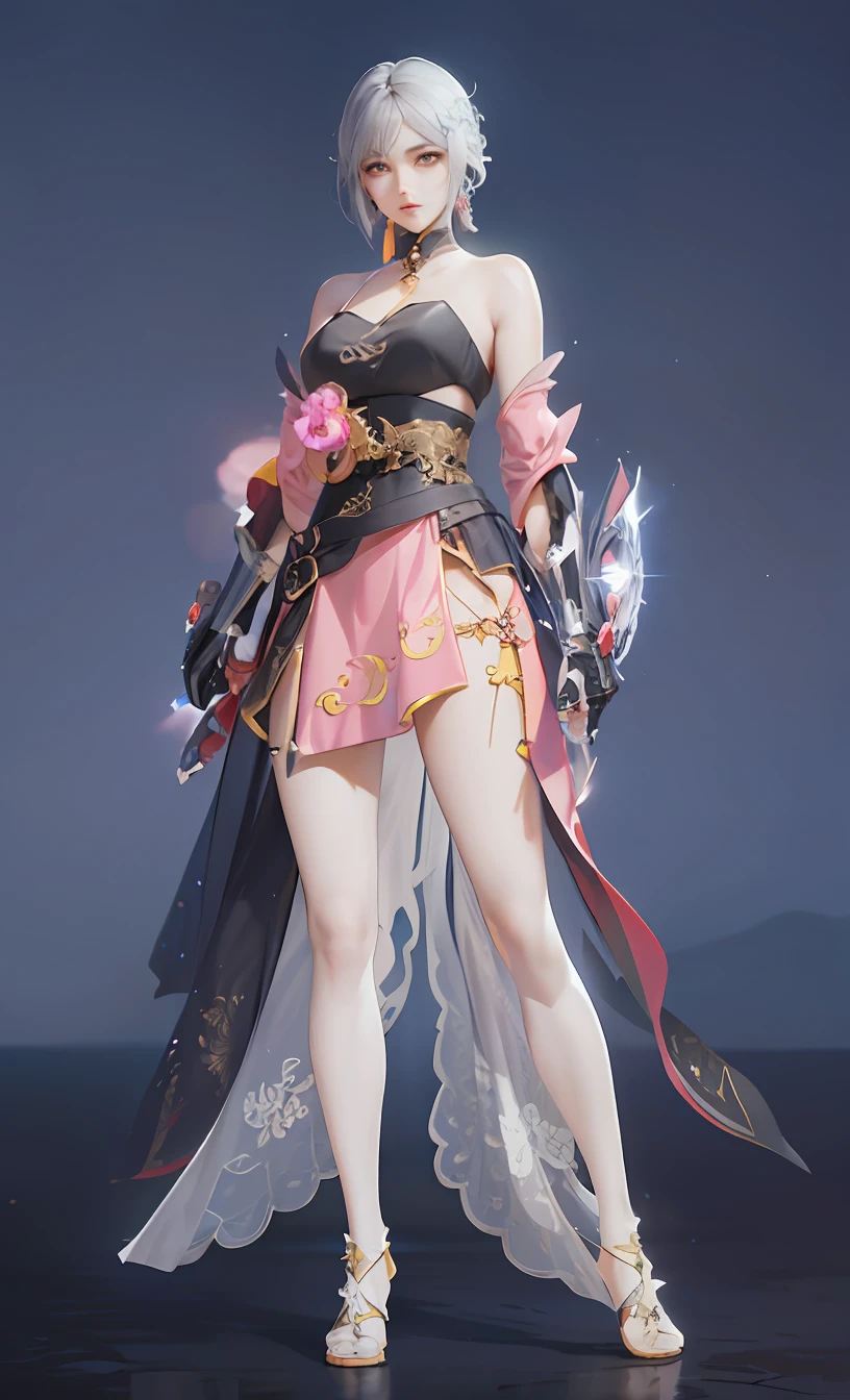 Girl posing for photo in dress,White skin of the, lunar themed attire, fantasyoutfit, full-body xianxia, intricate outfits, clear outfit design, adorned in majestic attire,, dreamy dress, flowing sakura-colored silk,((best qualtiy)), ((tmasterpiece)), (highly detailed:1.3), hdr(HighDynamicRange), Ray traching, NVIDIA RTX, Hyper-Resolution, Unreal 5, sub surface scattering, PBR textures,Anisotropic filtering, MAXIMUM DEFINITION, Many-Layer Textures, Albedo e mapas Speculares, Surface coloring, Accurate simulation of light-material interactions, perfectly proportions, style of anime4 K, anime styled digital art,8K, Anime style artwork, Digital anime art, Anime art style, Anime style mixed with Fujifilm, Beautiful anime artwork, anime style digital art,Ultimate detail