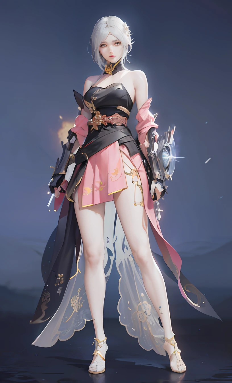 Girl posing for photo in dress,White skin of the, lunar themed attire, fantasyoutfit, full-body xianxia, intricate outfits, clear outfit design, adorned in majestic attire,, dreamy dress, flowing sakura-colored silk,((best qualtiy)), ((tmasterpiece)), (highly detailed:1.3), hdr(HighDynamicRange), Ray traching, NVIDIA RTX, Hyper-Resolution, Unreal 5, sub surface scattering, PBR textures,Anisotropic filtering, MAXIMUM DEFINITION, Many-Layer Textures, Albedo e mapas Speculares, Surface coloring, Accurate simulation of light-material interactions, perfectly proportions, style of anime4 K, anime styled digital art,8K, Anime style artwork, Digital anime art, Anime art style, Anime style mixed with Fujifilm, Beautiful anime artwork, anime style digital art,Ultimate detail