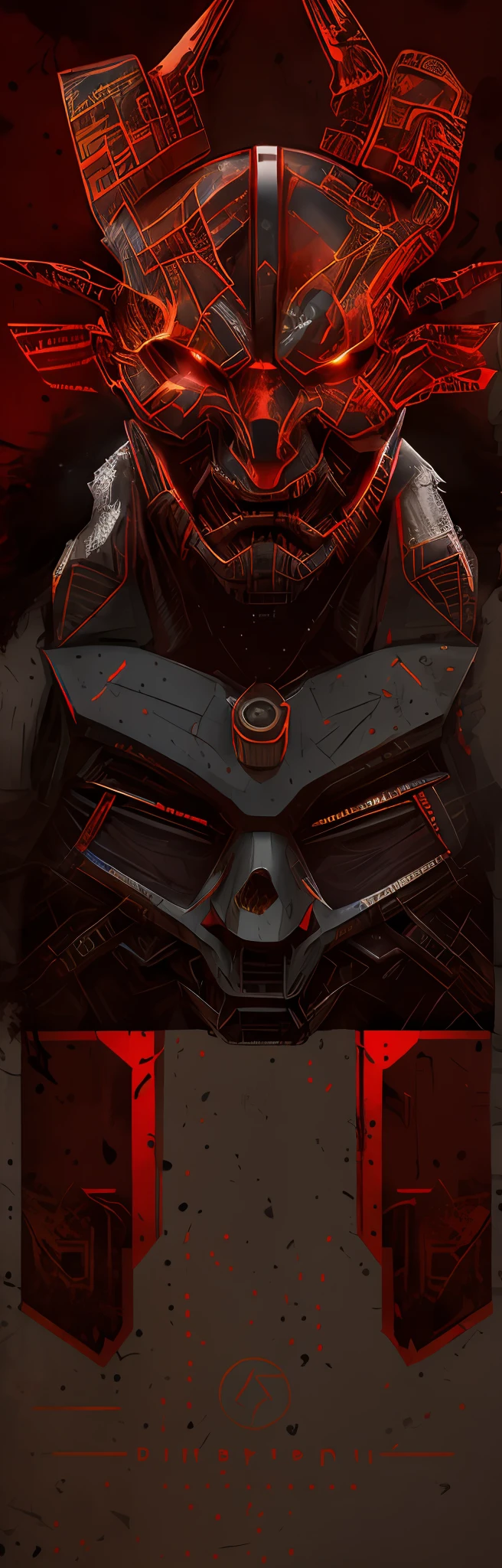 high definition detail,Gorgeous colors,Demon cyberpunk style,Red Bull Head+trumpet+neck bowtie