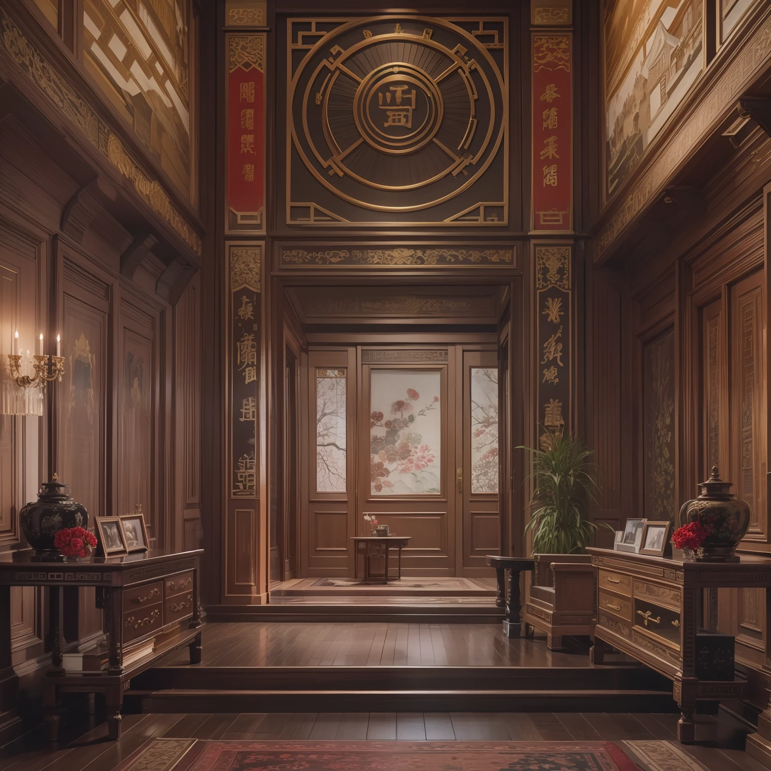 Uninhabited and realistic interior of the Chinese royal palace　Live Action　realisitic