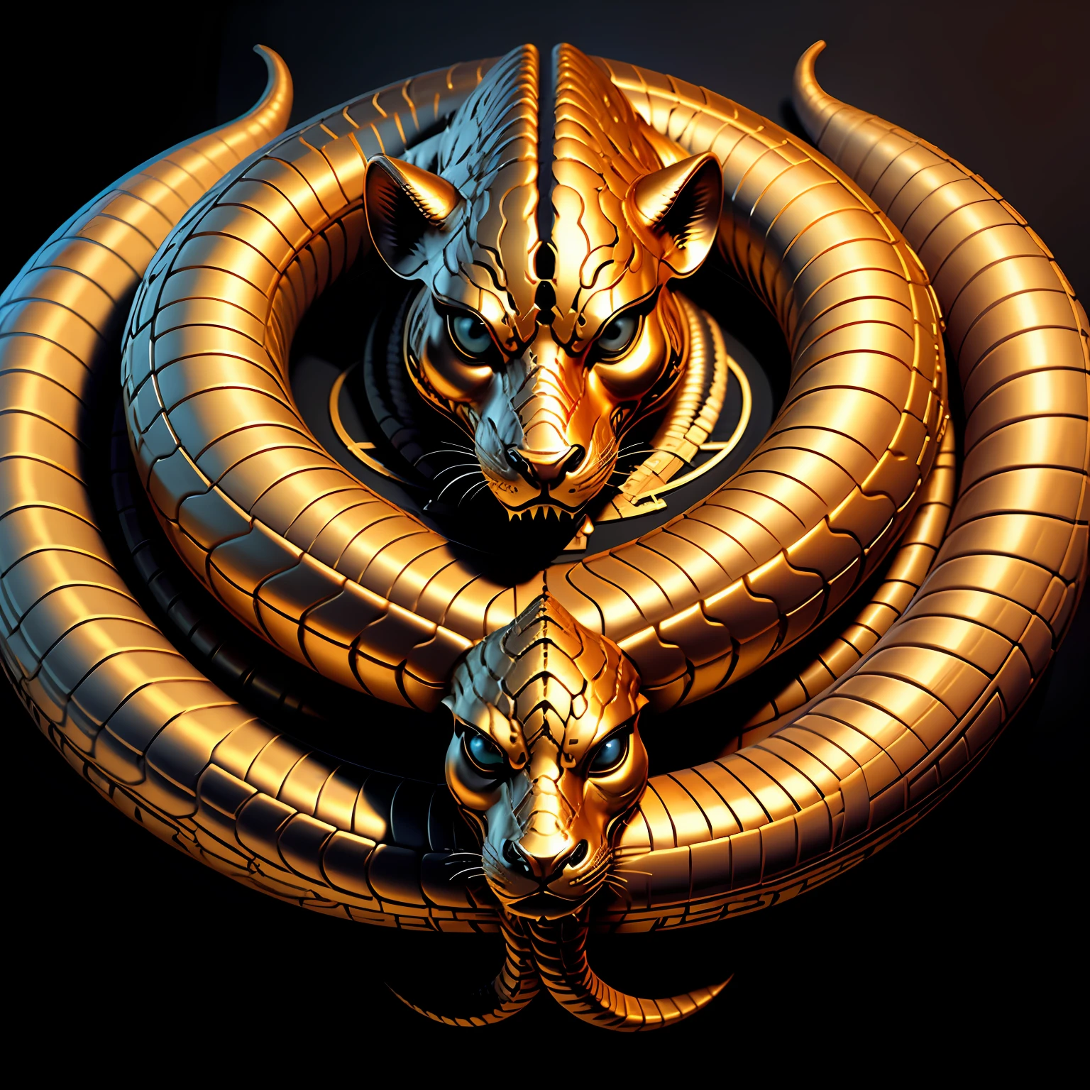 W44P3N of gold and white snake on black background