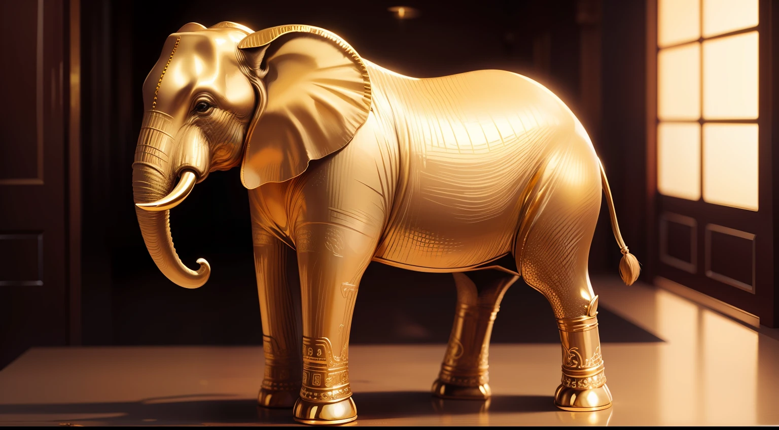 Elephants are made of gold., Very detailed, Realistic, Very sharp