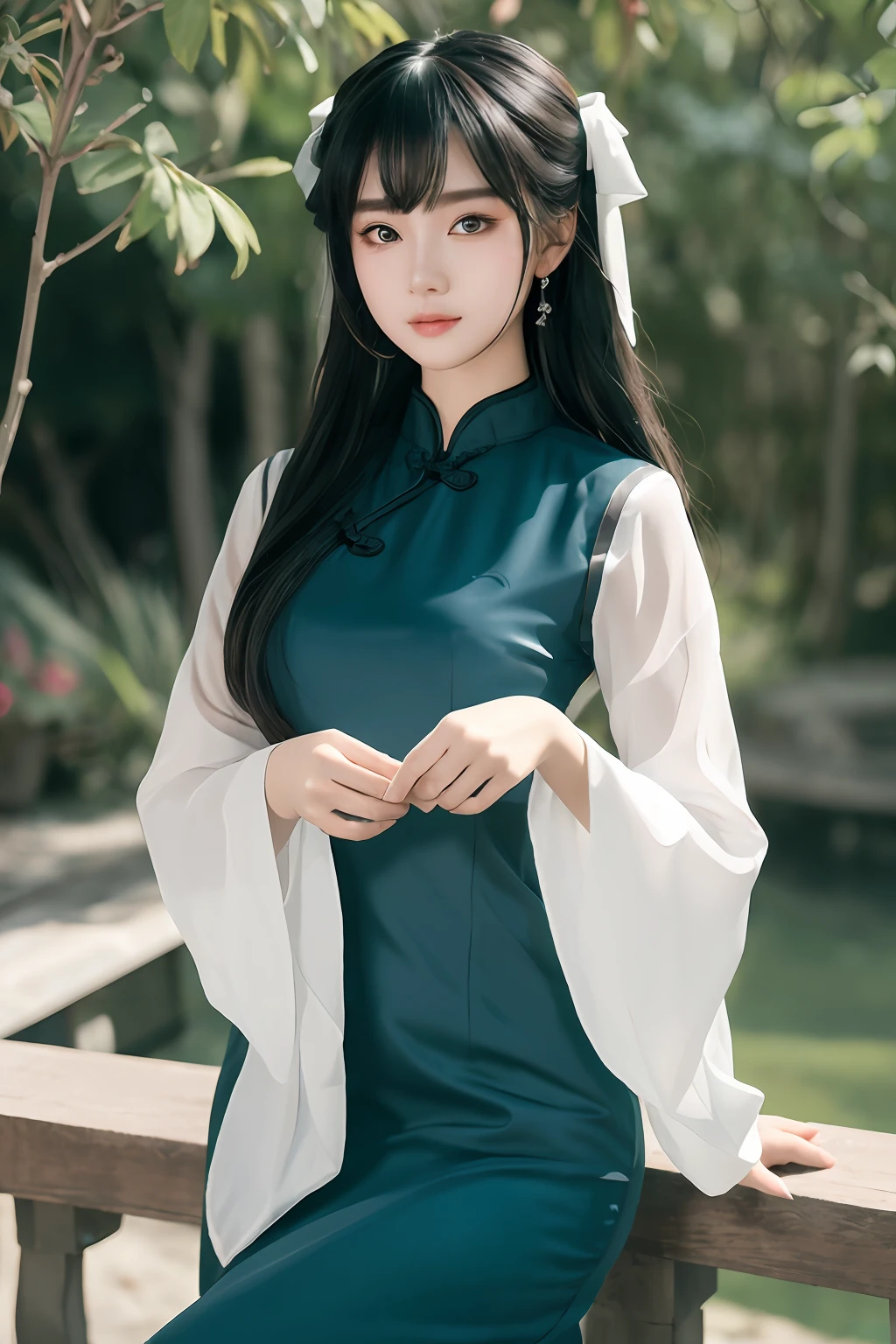 Best quality ,Masterpiece, illustration, An extremely delicate and beautiful, Extremely detailed ,CG ,Unity ,8K wallpaper, Amazing, finedetail, Masterpiece,Best quality,offcial art,Extremely detailed Cg Unity 8K wallpaper,absurderes, unbelievable Ridiculous, hugefilesize, Ultra-detailed, A high resolution, Extremely detailed,Beautiful detailed girl, Extremely detailed eyes and face, Beautiful detailed eyes,light in face,Cinematic lighting,1girll,view the viewer,Outdoors, ao dai , Show behind Skinny Audai, Masterpiece,Ultra photo realsisim,32K,Extremely detailed Cg Unity 8K wallpaper, Best quality