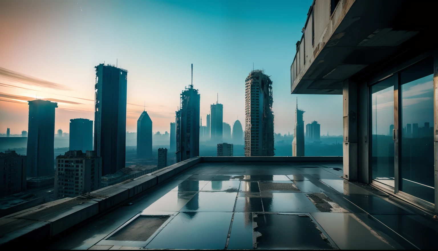 Futuristic ruined city