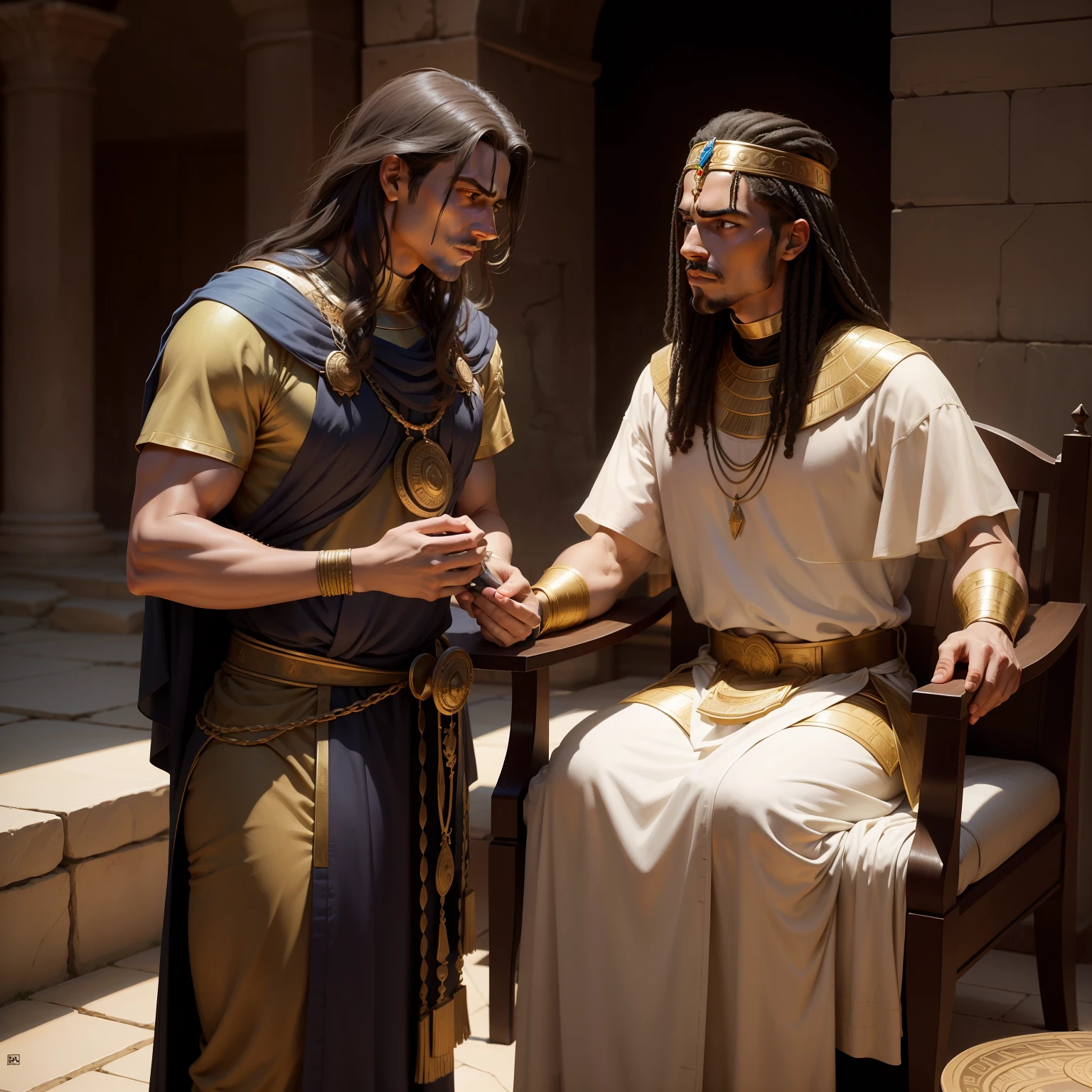 The story begins with Joseph being sold by his older brothers, Driven by envy and jealousy, como escravo para mercadores de caravanas que seguiam para o Egito. Nessa terra distante, it is bought by Potiphar, a high-ranking Egyptian officer and captain of the royal guard. Com o tempo, Joseph gains Potiphar's trust and is placed as steward of his household.
No entanto, Potiphar's wife tries to seduce Joseph, But he resists her advances, preferindo permanecer fiel a Deus e ao seu senhor. Por causa disso, a esposa de Potifar o acusa falsamente de tentativa de estupro, which leads to Joseph being unjustly imprisoned.
While in prison, Joseph demonstrates remarkable abilities to interpret dreams. Ele interpreta os sonhos de outros prisioneiros, including the chief cupbearer and the pharaoh's chief baker, que foram presos junto com ele. Their interpretations turn out to be correct, which leads the chief cupbearer to remember Joseph when Pharaoh has an enigmatic dream that leaves him distraught.
Joseph's fame as a dream interpreter comes to Pharaoh, que o manda chamar para explicar o significado de seu sonho. Joseph interprets Pharaoh's dream to refer to seven years of abundance followed by seven years of famine in Egypt and advises Pharaoh to appoint someone wise to manage food storage during the years of plenty, so that there may be sufficient provisions for the years of scarcity.
Impressed by Joseph's wisdom, Pharaoh appoints him governor over all the land of Egypt, making him the second most powerful person in the country. Durante os anos de fartura, Joseph oversees the collection and storage of food in large quantities.
When famine spreads through the region, including the land of Canaan, where your family lives, his brothers come to Egypt in search of food. Joseph recognizes them, But they don't recognize it. He decides to test them to see if they had changed and regretted what they had done to him in the past.
After some meetings and emo tests