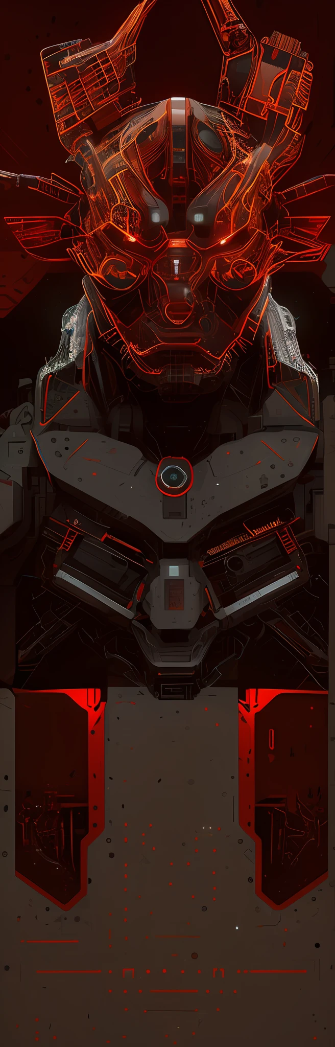 Close-up of futuristic vehicles at red lights, portrait of a mech, anfas portrait of a mech warrior, detailed sci-fi art, symetry!! portrait of cyborg, symmetrical portrait scifi, Science-fi digital art illustration, detailed digital concept art, huge detail, author:Ludwik Konarzewski Jr