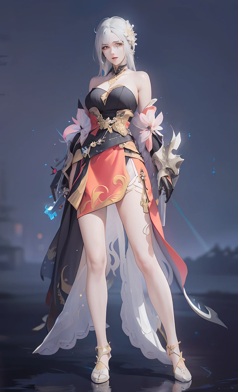 Girl posing for photo in dress,White skin of the, lunar themed attire, fantasyoutfit, full-body xianxia, intricate outfits, clear outfit design, adorned in majestic attire,, dreamy dress, flowing sakura-colored silk,((best qualtiy)), ((tmasterpiece)), (highly detailed:1.3), hdr(HighDynamicRange), Ray traching, NVIDIA RTX, Hyper-Resolution, Unreal 5, sub surface scattering, PBR textures,Anisotropic filtering, MAXIMUM DEFINITION, Many-Layer Textures, Albedo e mapas Speculares, Surface coloring, Accurate simulation of light-material interactions, perfectly proportions, style of anime4 K, anime styled digital art,8K, Anime style artwork, Digital anime art, Anime art style, Anime style mixed with Fujifilm, Beautiful anime artwork, anime style digital art,Ultimate detail