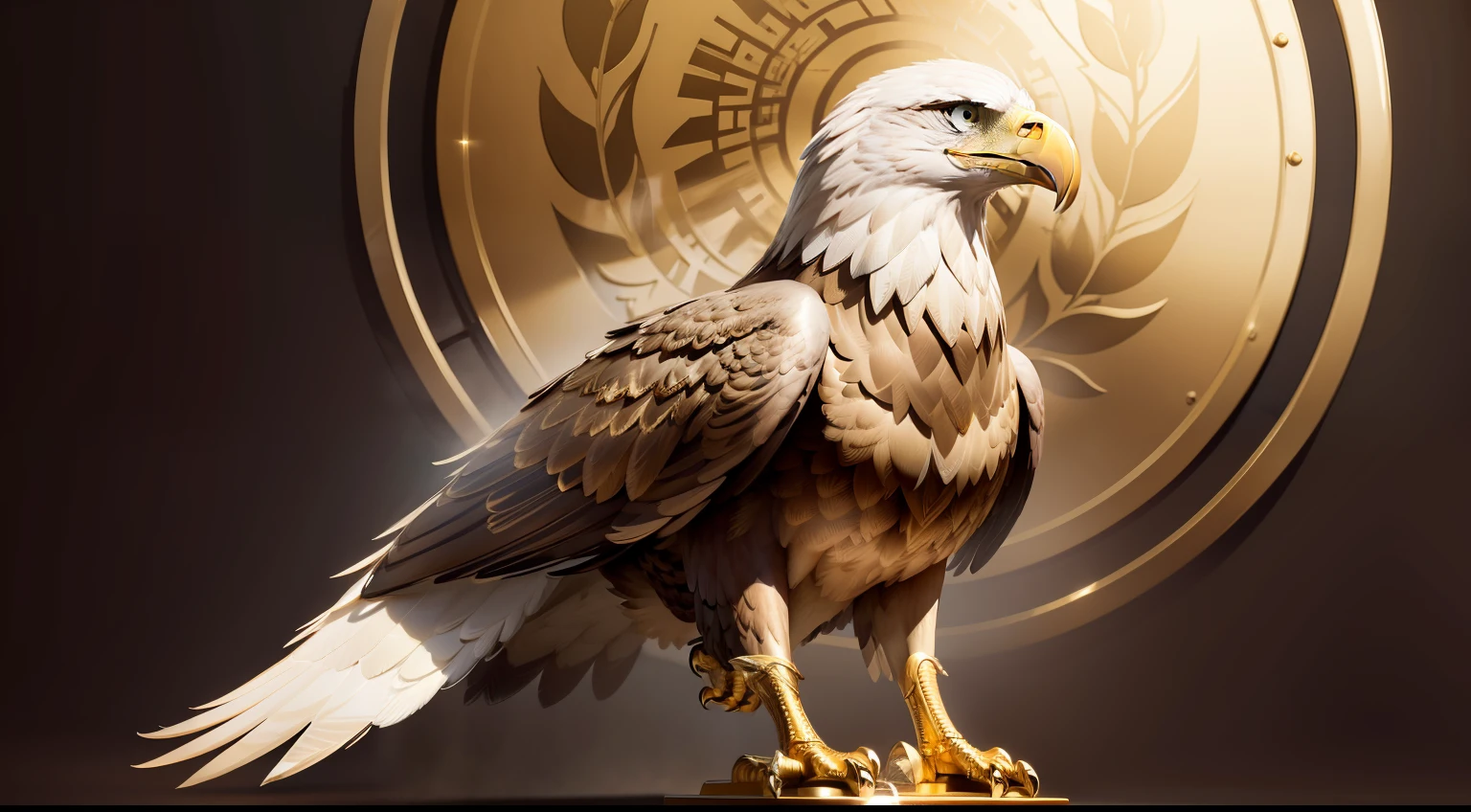 The eagle is made of gold.., Very detailed, Realistic, Very sharp
