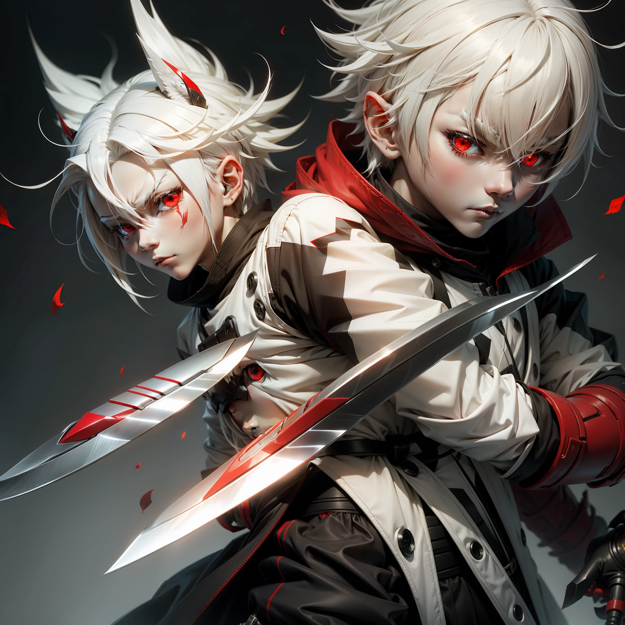 Shota white hair Tang knife red eyes