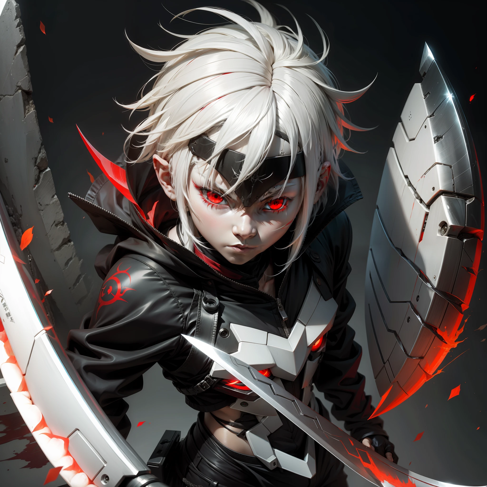 Shota white hair Tang knife red eyes