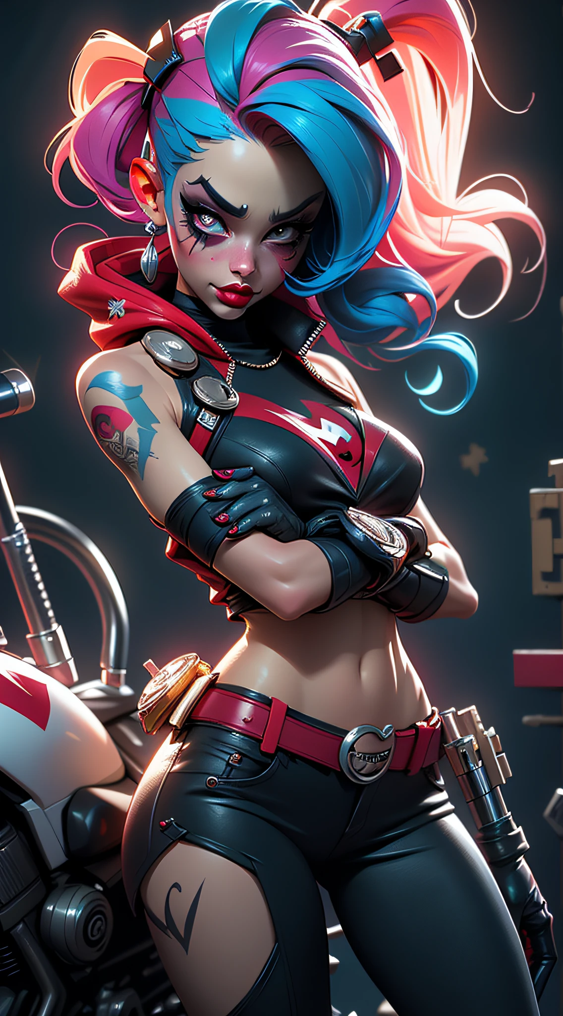 Harley Quinn, Harley Quinn make up , face fixed, kissing lips,