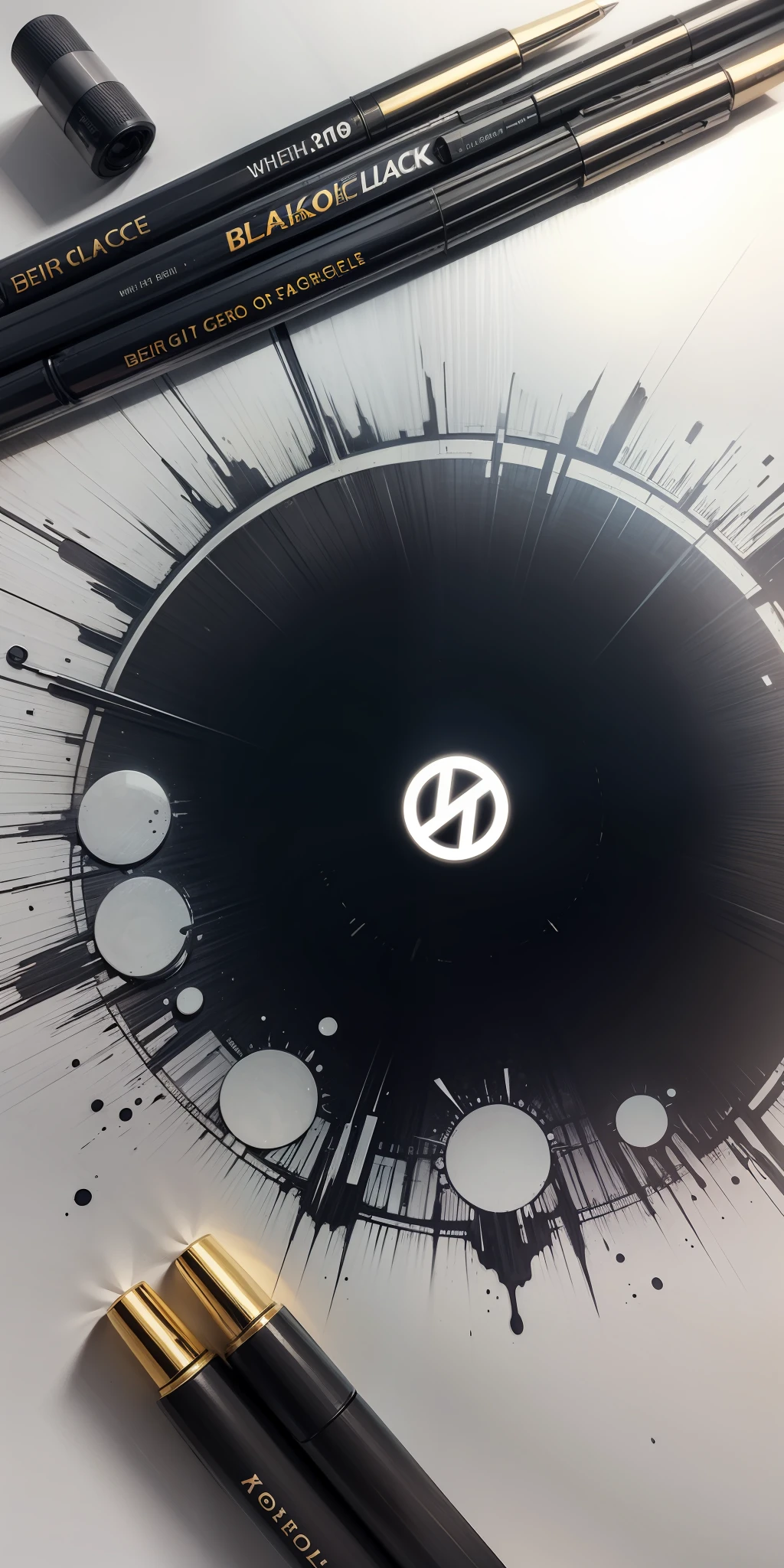 White background, black ink stain in the center::-1, logo art Chromalace::2 --auto --s2