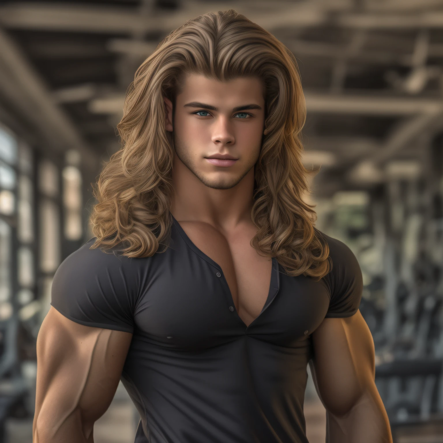 An 18-year-old boy bodybuilder, embodying the perfect fusion of Joey Lawrence and Cody Calafiore with long hair, pecs swelling with pride, exuding cocky arrogance, Enhanced with HDR technology, this image depicts a true masterpiece, 4K resolution, photo by Ulrich Oehmen