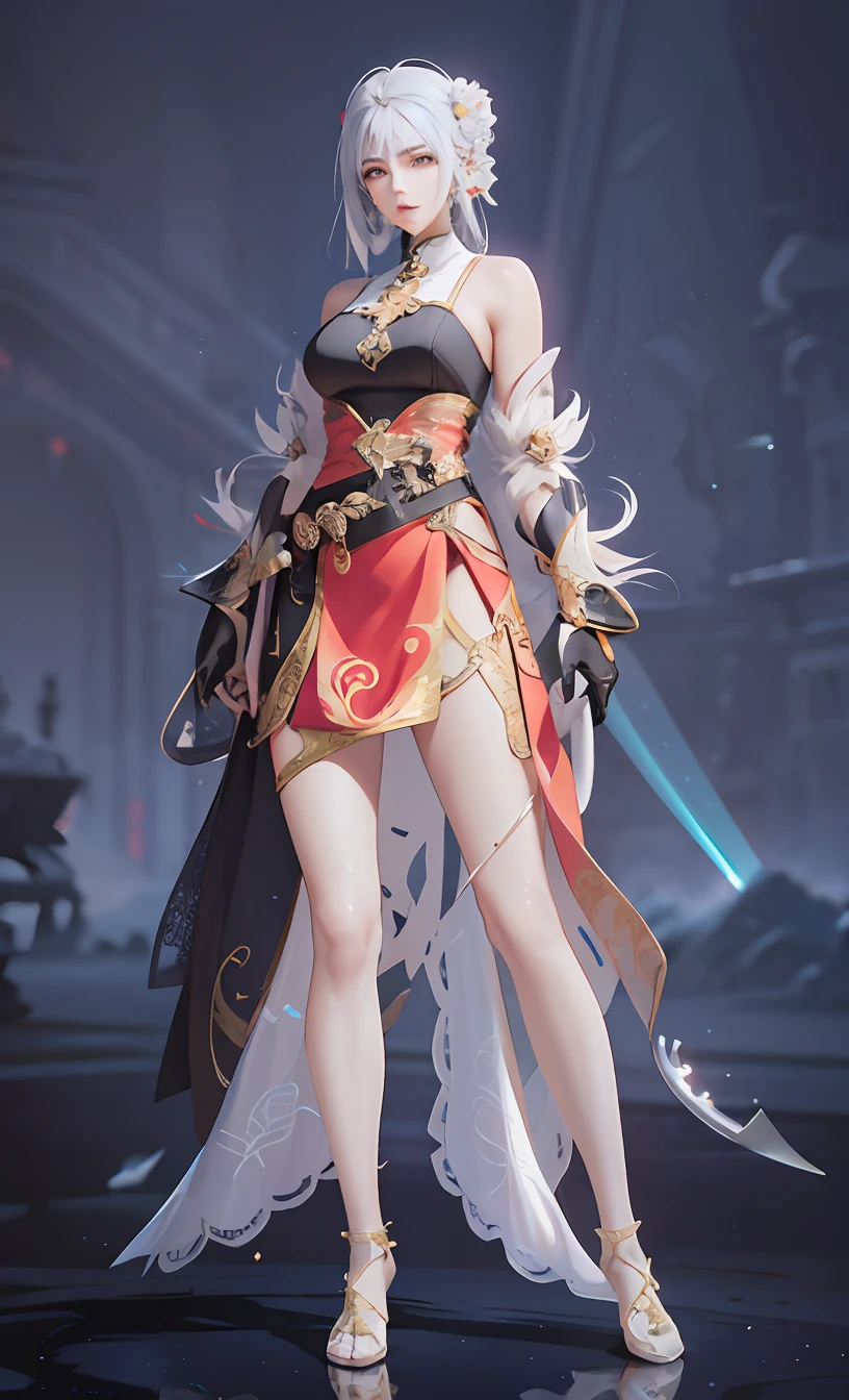 Girl posing for photo in dress,White skin of the, lunar themed attire, fantasyoutfit, full-body xianxia, intricate outfits, clear outfit design, adorned in majestic attire,, dreamy dress, flowing sakura-colored silk,((best qualtiy)), ((tmasterpiece)), (highly detailed:1.3), hdr(HighDynamicRange), Ray traching, NVIDIA RTX, Hyper-Resolution, Unreal 5, sub surface scattering, PBR textures,Anisotropic filtering, MAXIMUM DEFINITION, Many-Layer Textures, Albedo e mapas Speculares, Surface coloring, Accurate simulation of light-material interactions, perfectly proportions, style of anime4 K, anime styled digital art,8K, Anime style artwork, Digital anime art, Anime art style, Anime style mixed with Fujifilm, Beautiful anime artwork, anime style digital art,Ultimate detail